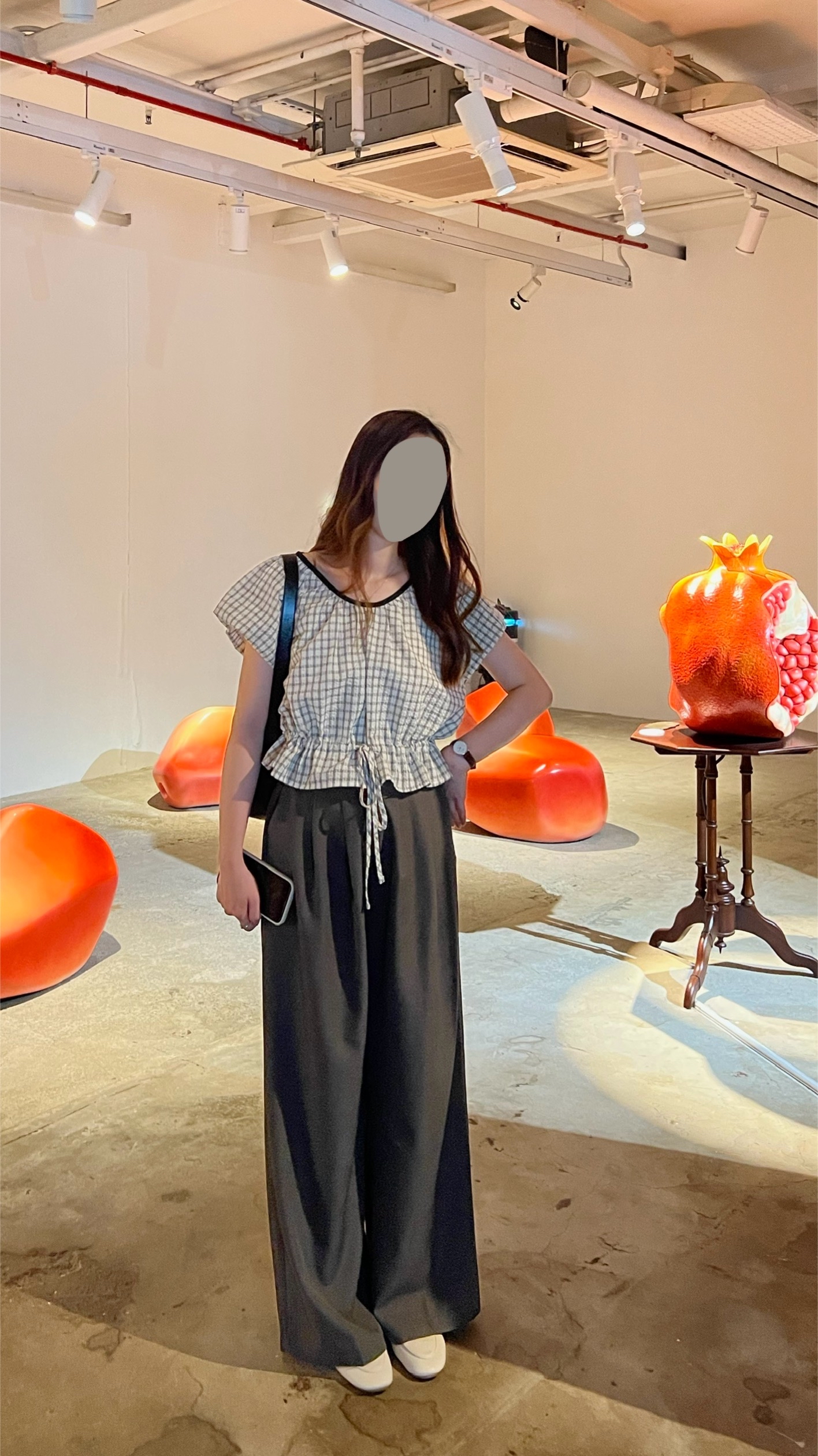 推薦 免熨寬鬆格紋blouse 