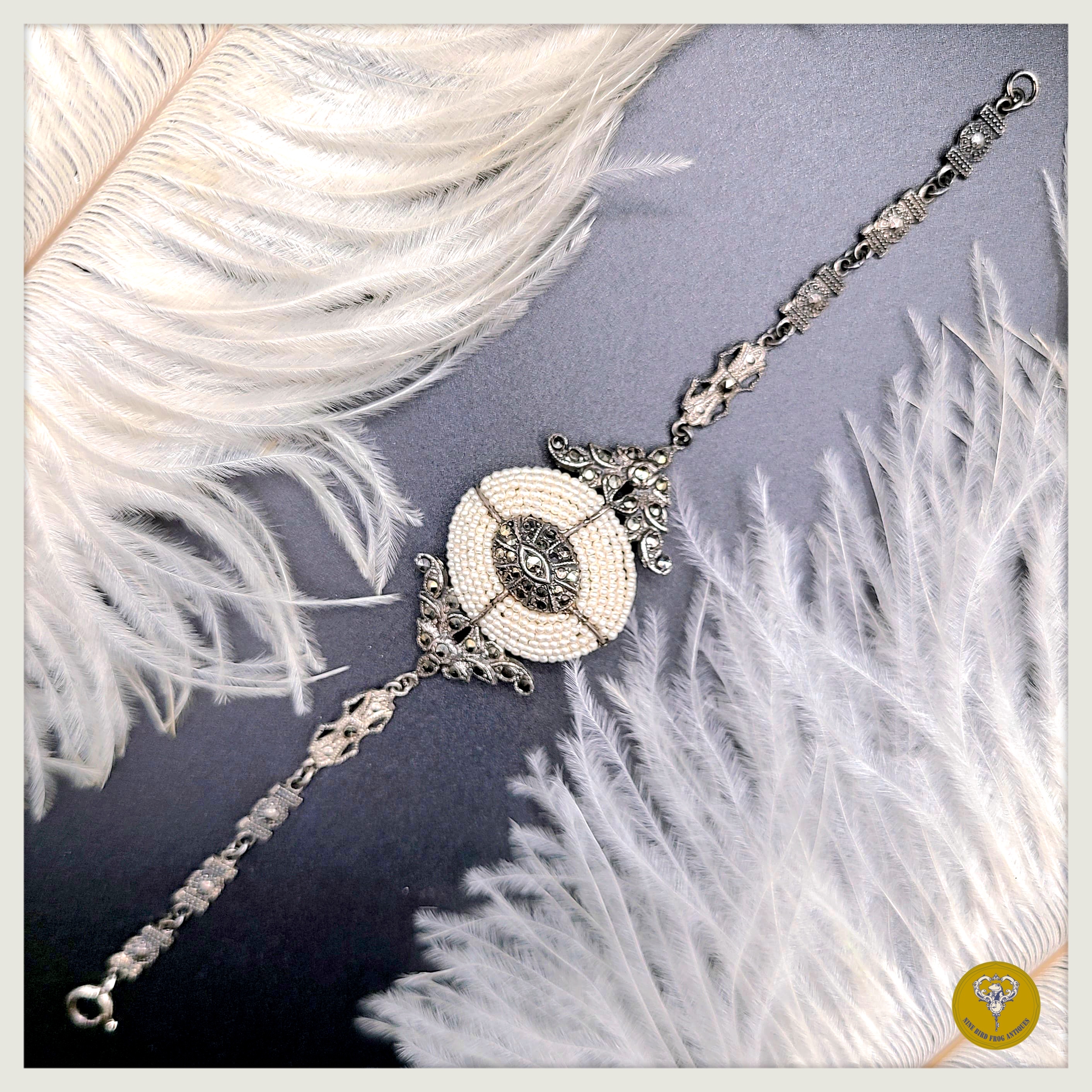 Art Nouveau時期天然籽珠黃鐵礦石手鍊