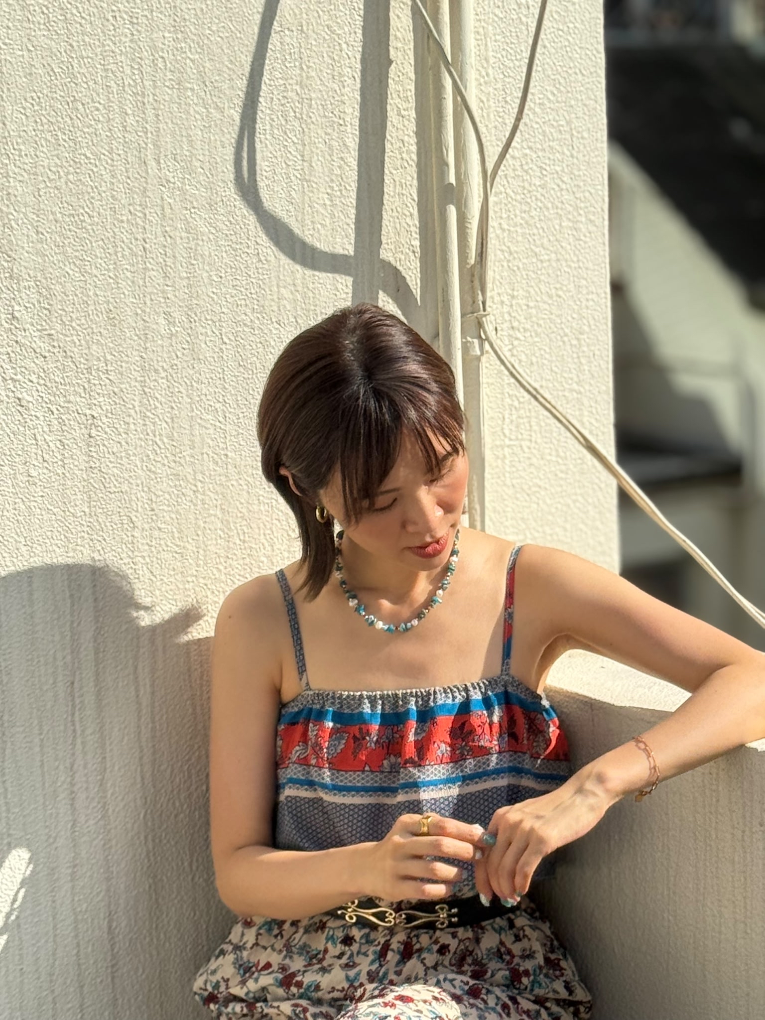 Blue stone stainless necklace