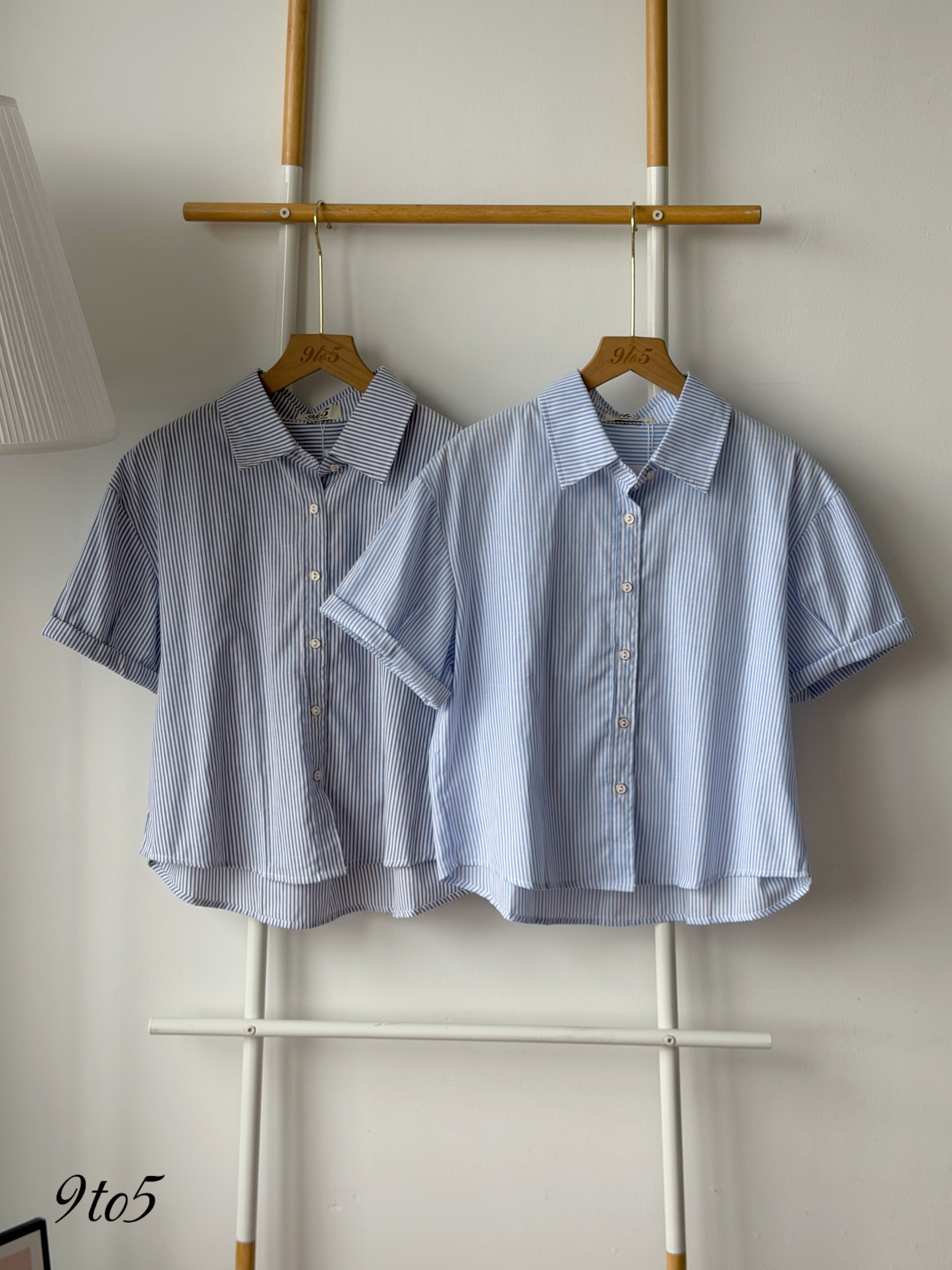 T4508 Stripes short sleeves shirt -  3 colors