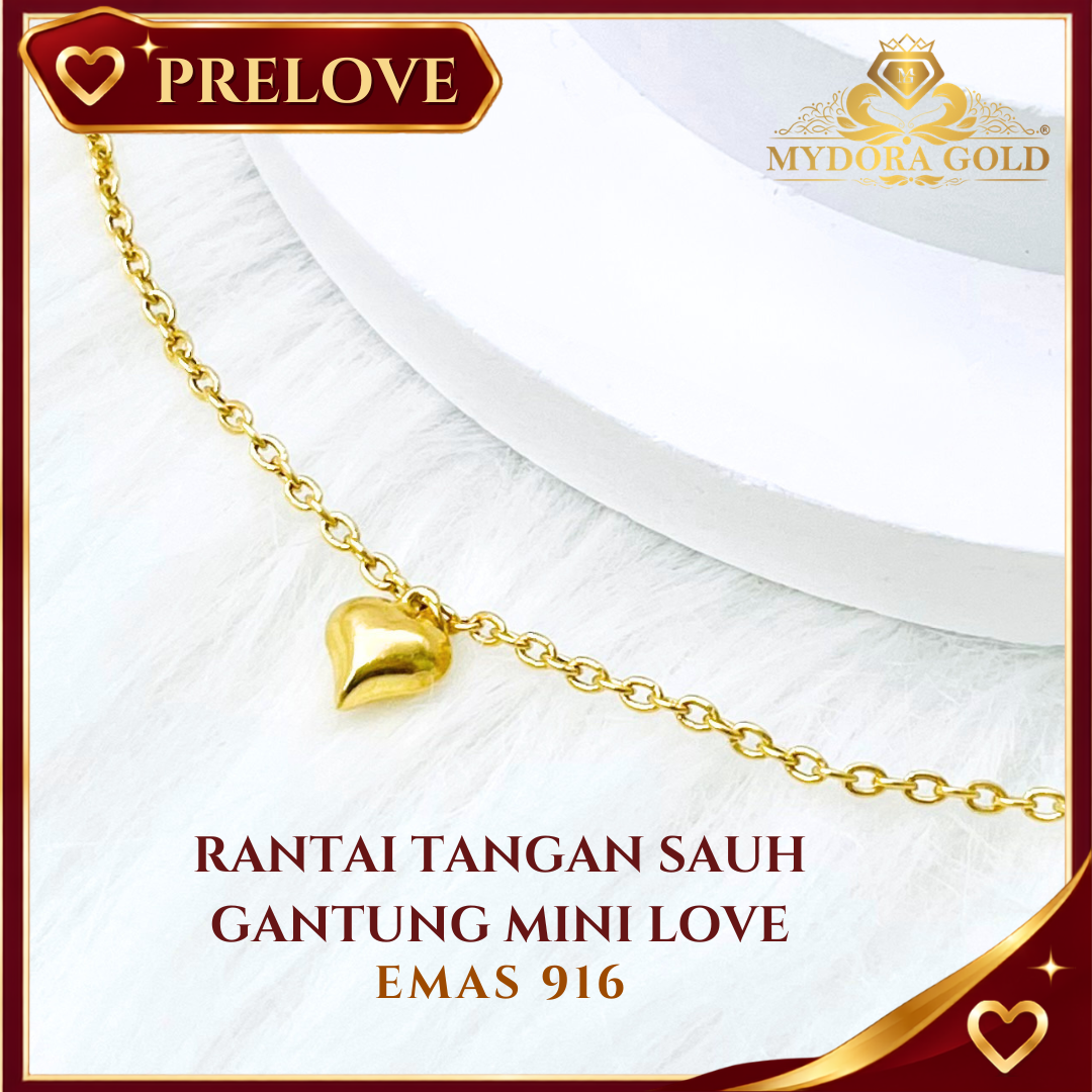 Pre-Loved: Rantai Tangan Sauh Gantung Mini Love l EMAS 916/22K