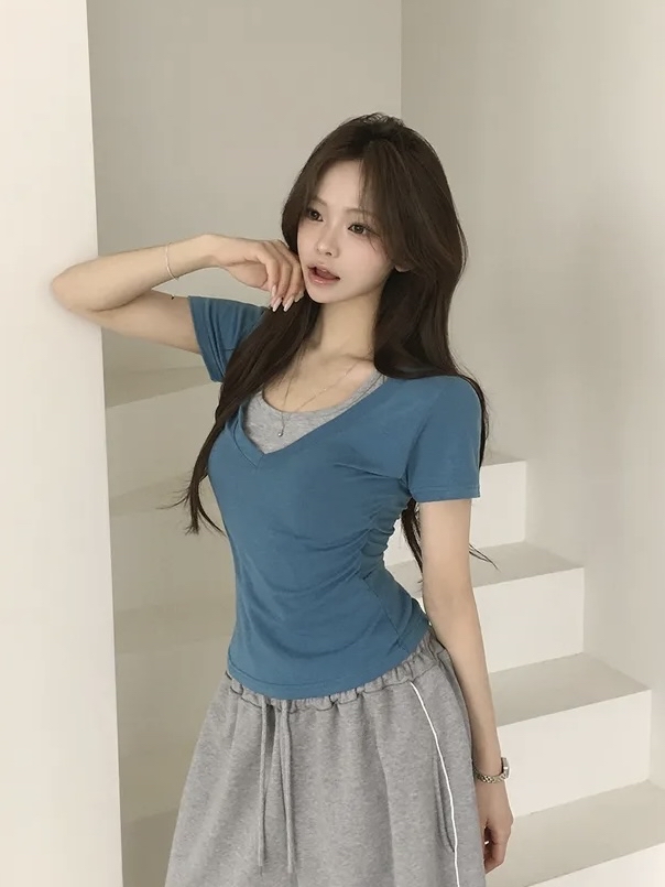 Halter Neck Layered V-Neck Top