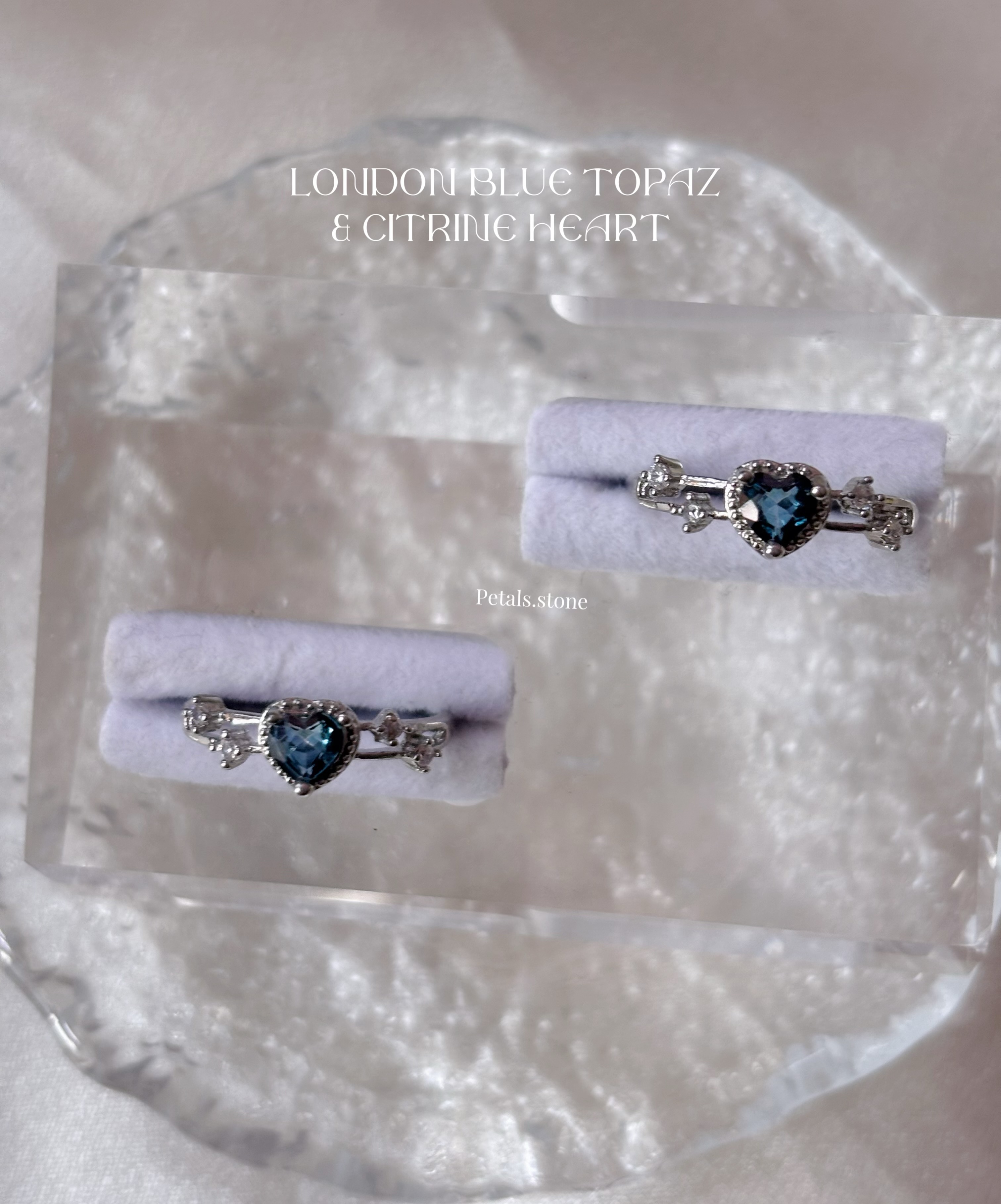 London Blue Topaz & Citrine Heart Ring💍 |  倫敦藍托帕石 黃水晶