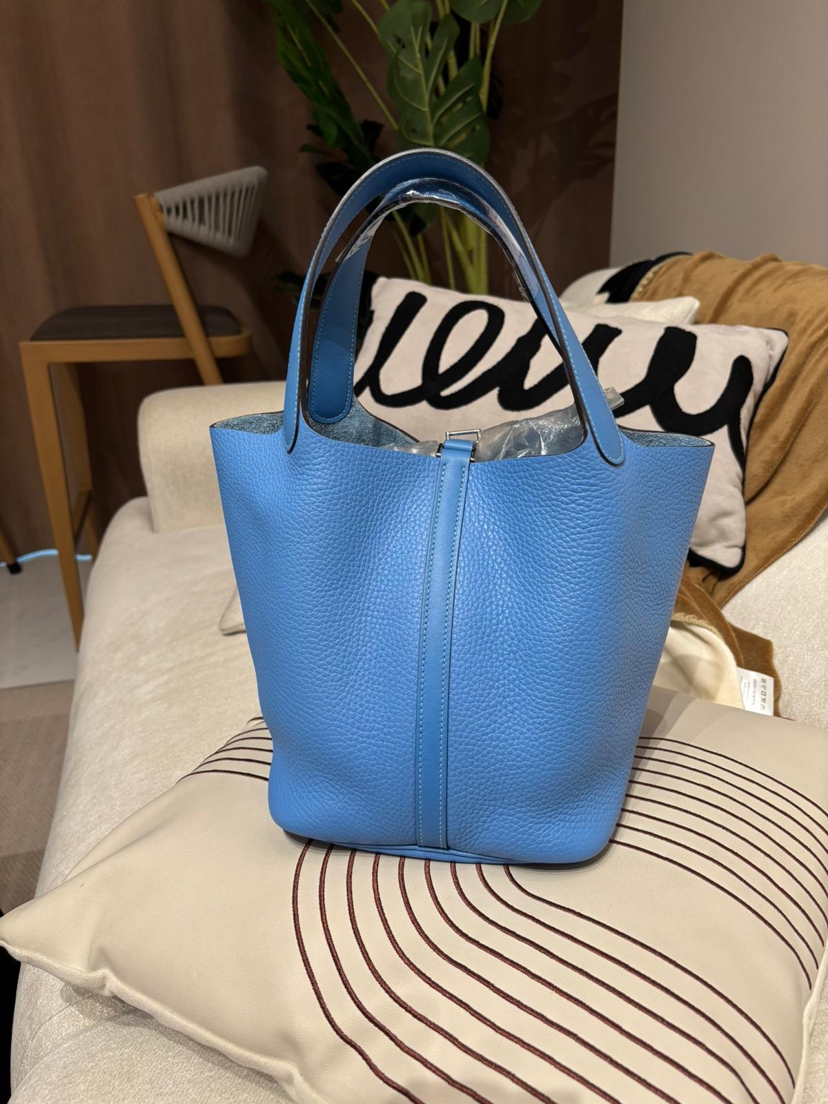 Hermes picotin 22,blue paradise 100%Authentic,98%new ✅KEY LOCKPAD ✅dust bag✅BOX 