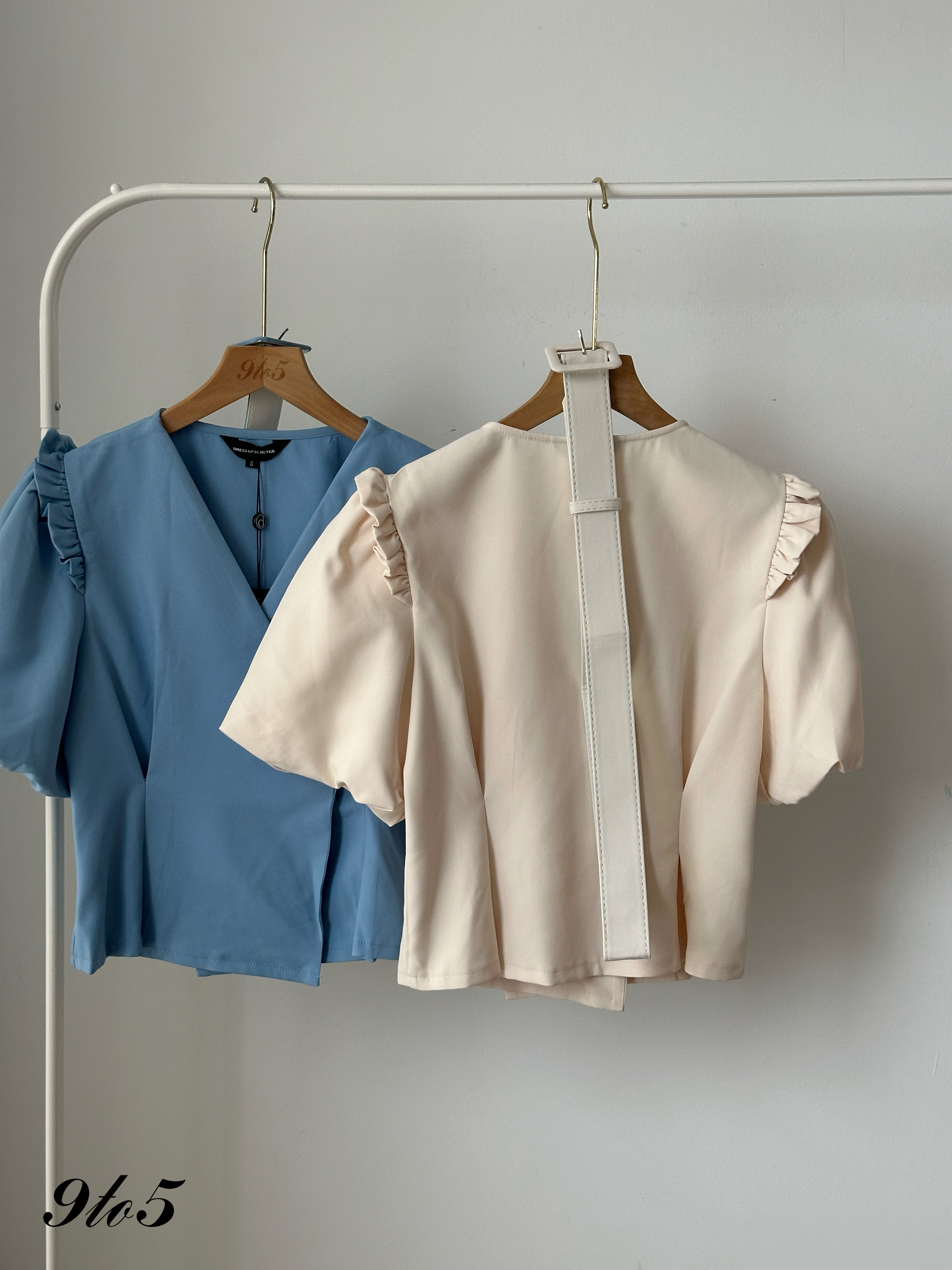 T4143 Ruffle Puff Sleeve Top - 4 Colors 