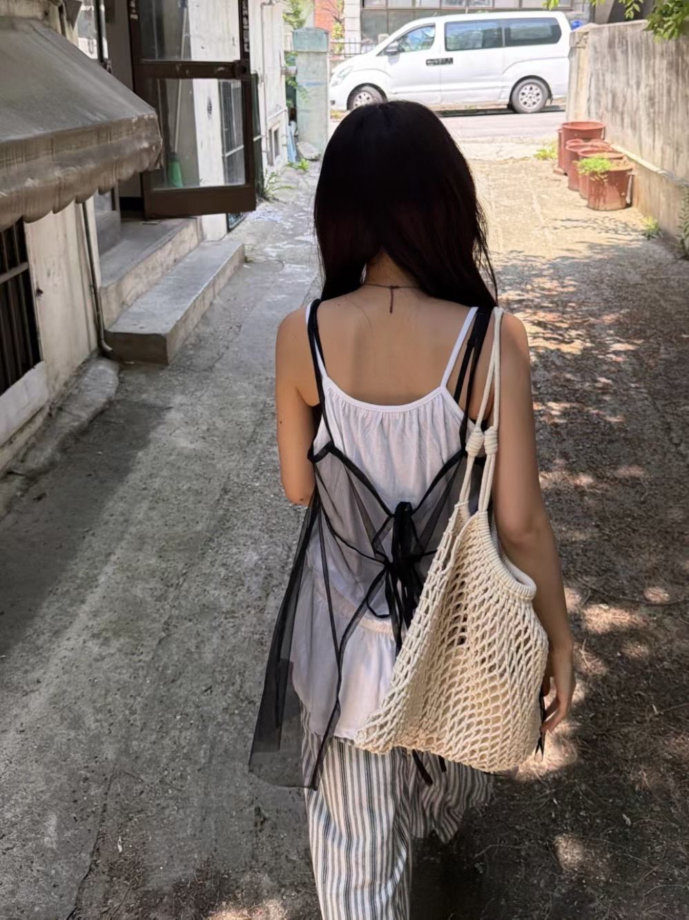 221342 後綁吊帶紗Top