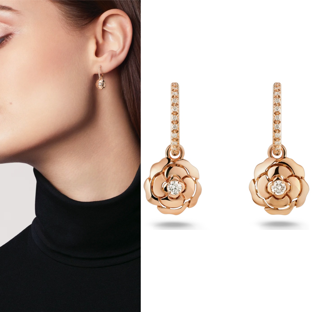 【頂級】CHANEL EXTRAIT DE CAMELIA EARRINGS 山茶花鑲鑽CC耳環 連禮盒