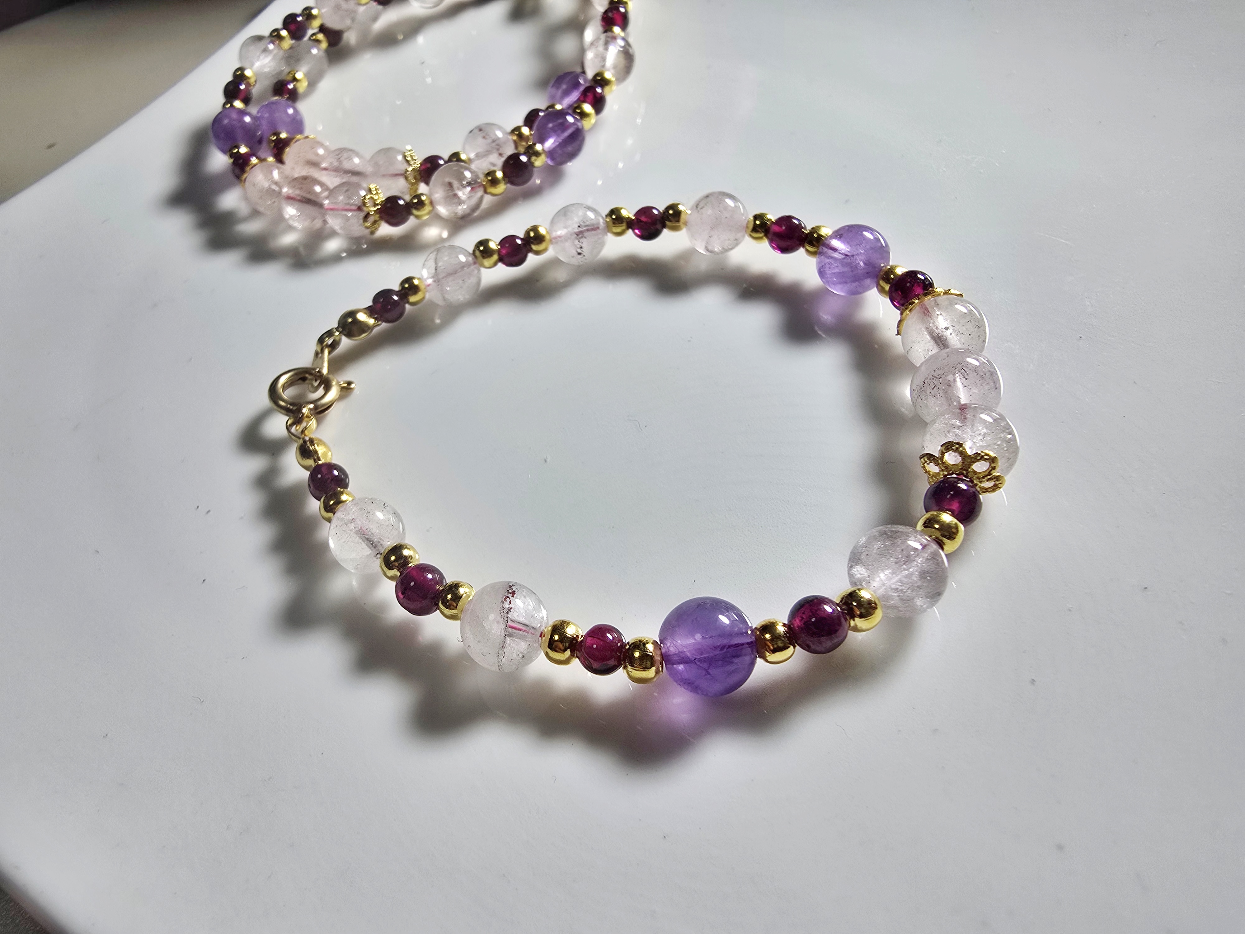 DIY0126-4 天然Super7 石榴石設計款手鍊