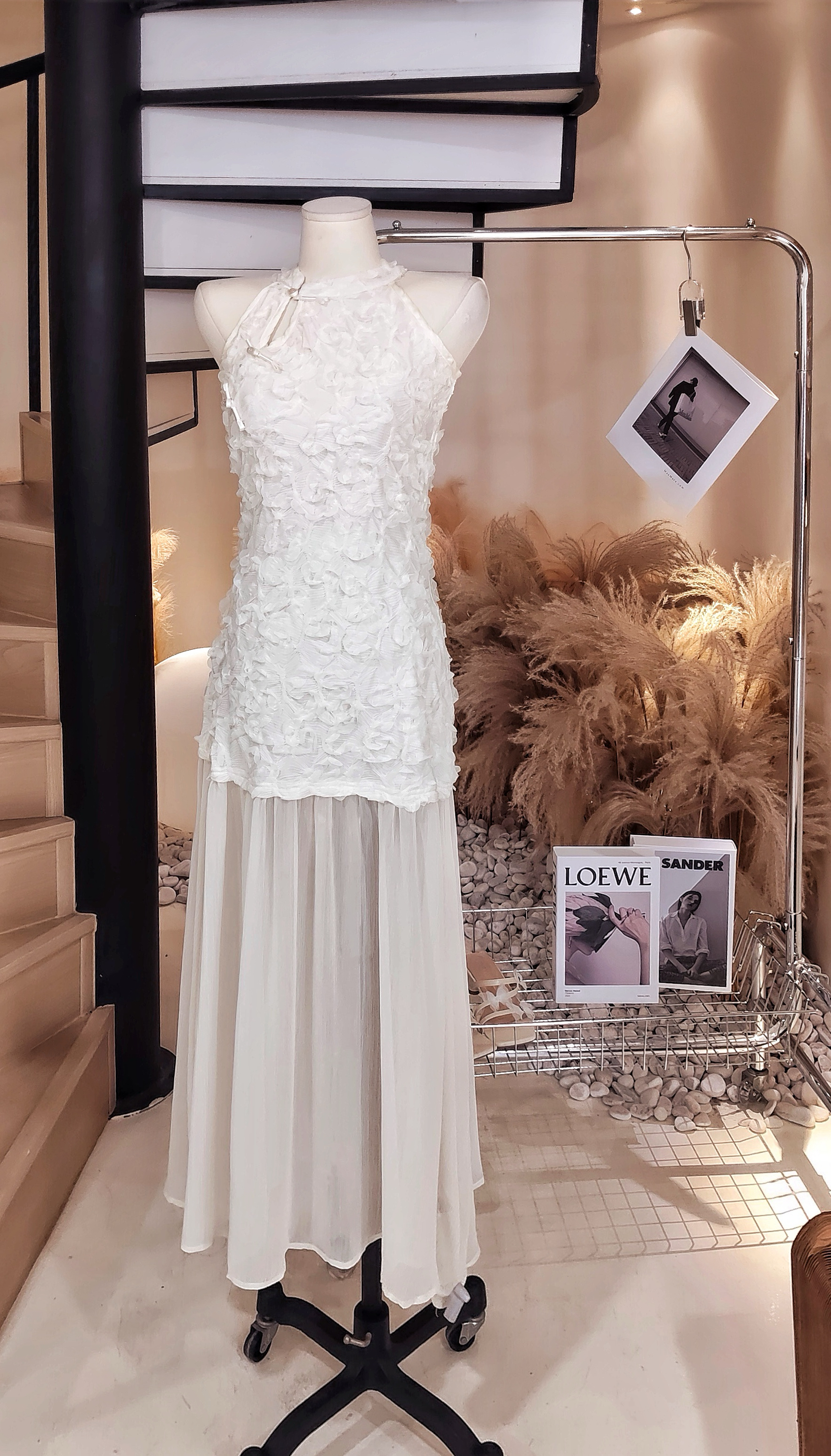 立体花花雪纺连身裙