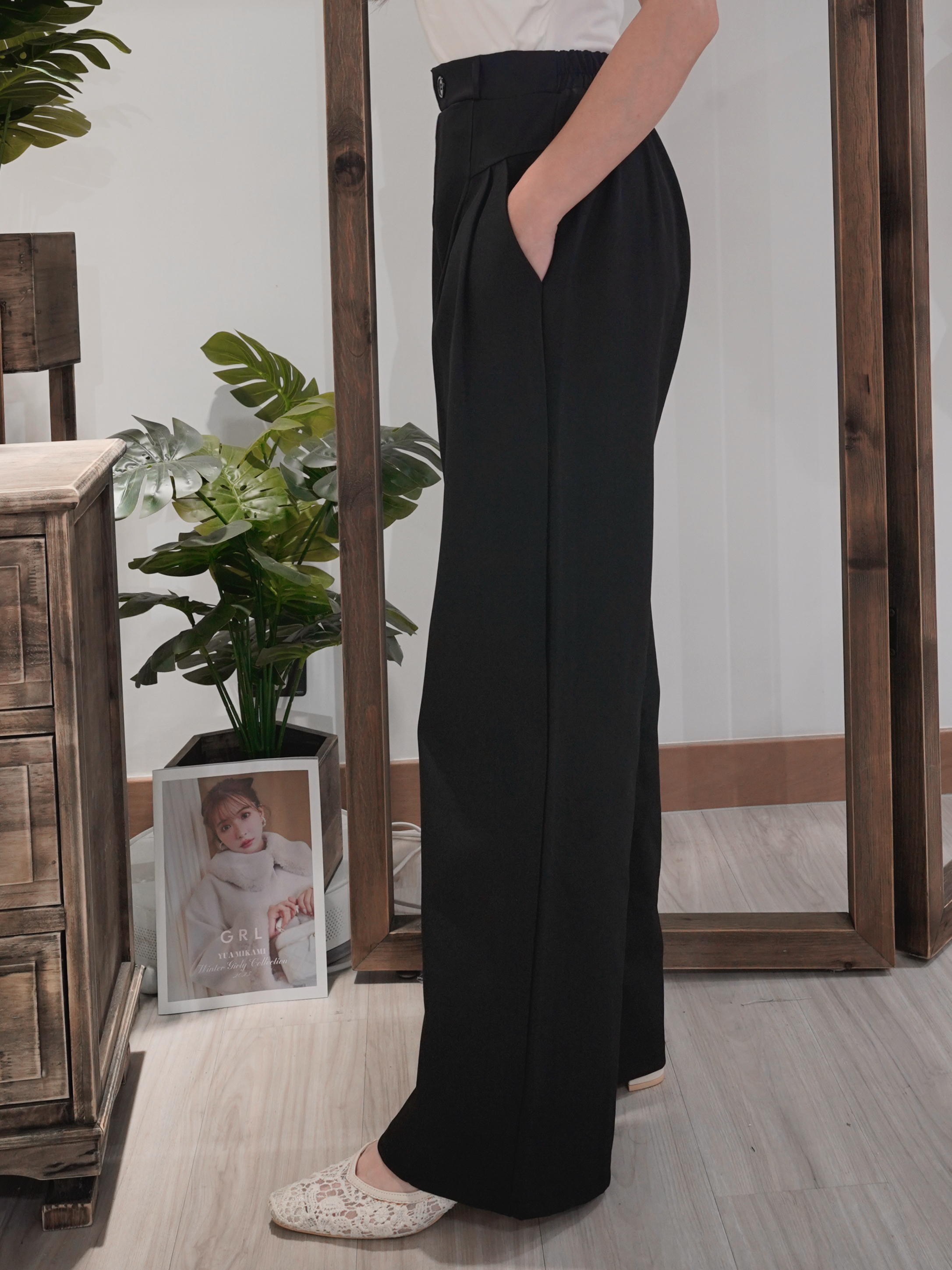 基本款輕便西褲(KR)[黑色]371070