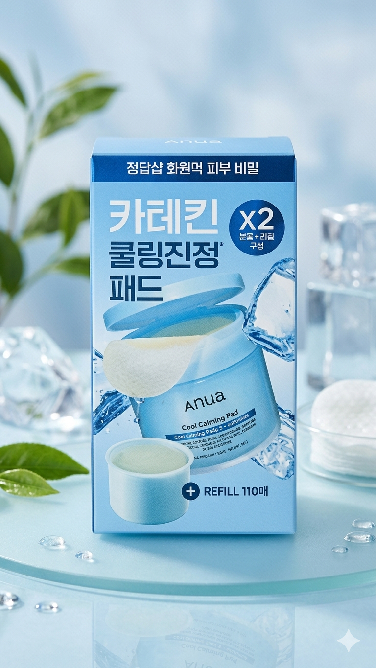 Anua - 8重玻尿酸兒茶素涼感鎮定調理棉片 + 替換裝限定版本