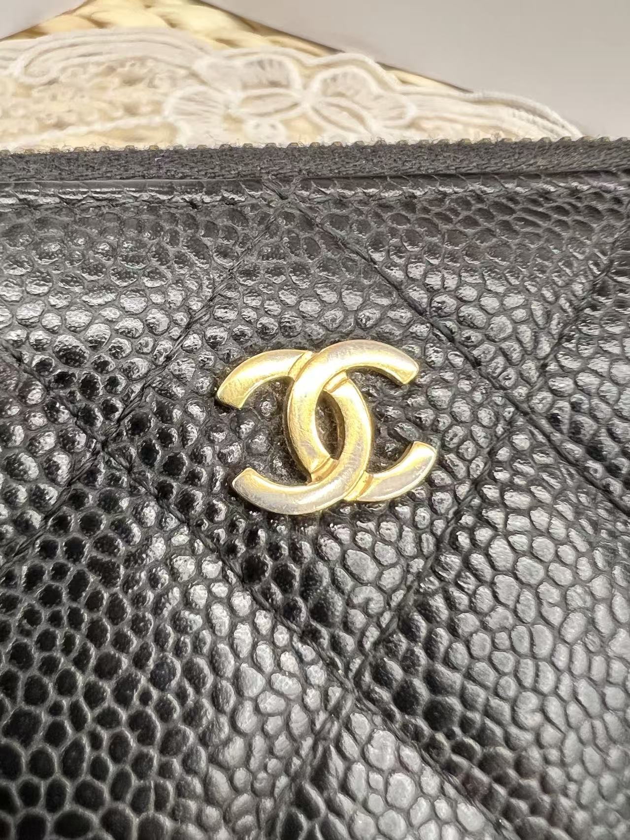 Chanel 荔枝牛皮長銀包
