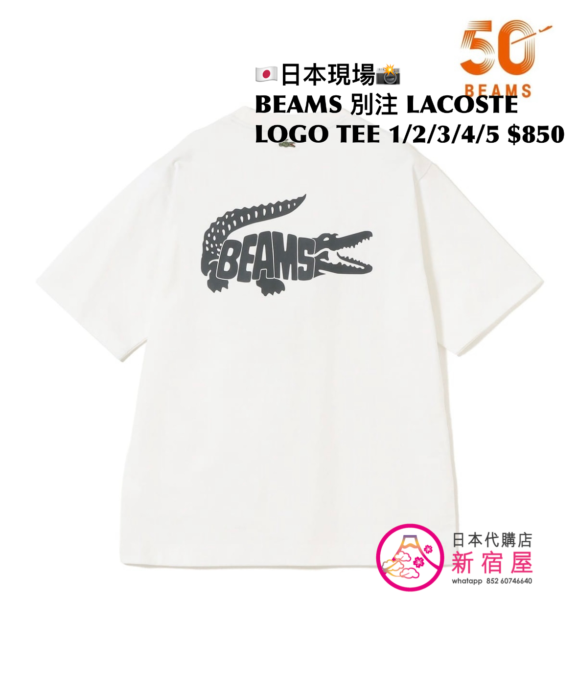 BEAMS 別注 LACOSTE LOGO T-SHIRT