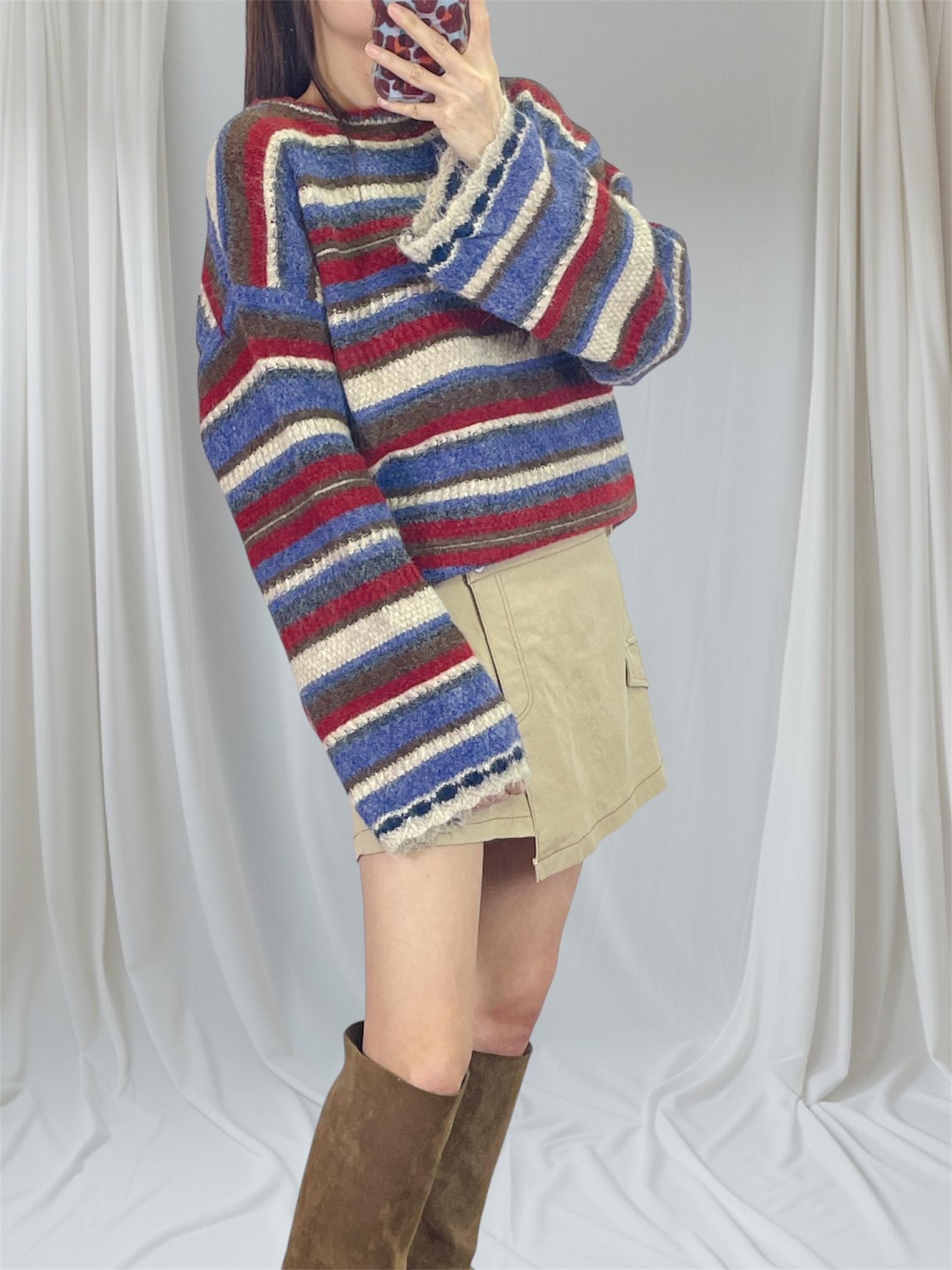 K5548 間色闊袖款針織