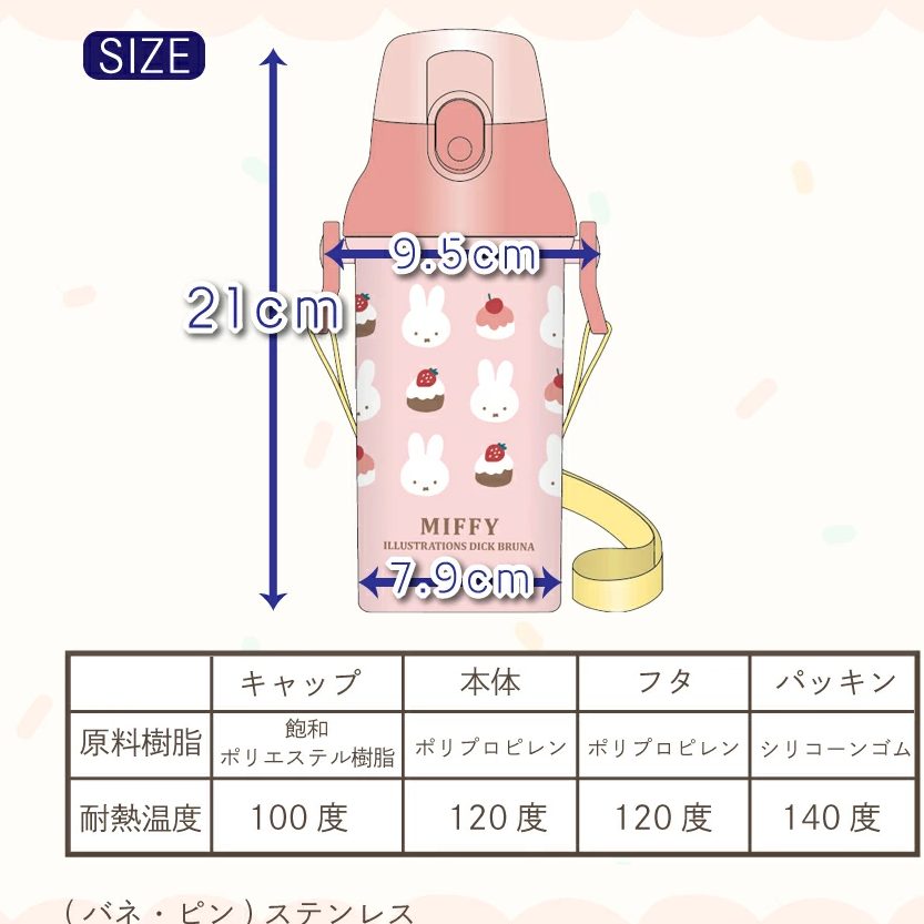 日本製 Miffy 米菲一鍵開啟彈蓋水壺（480ml）