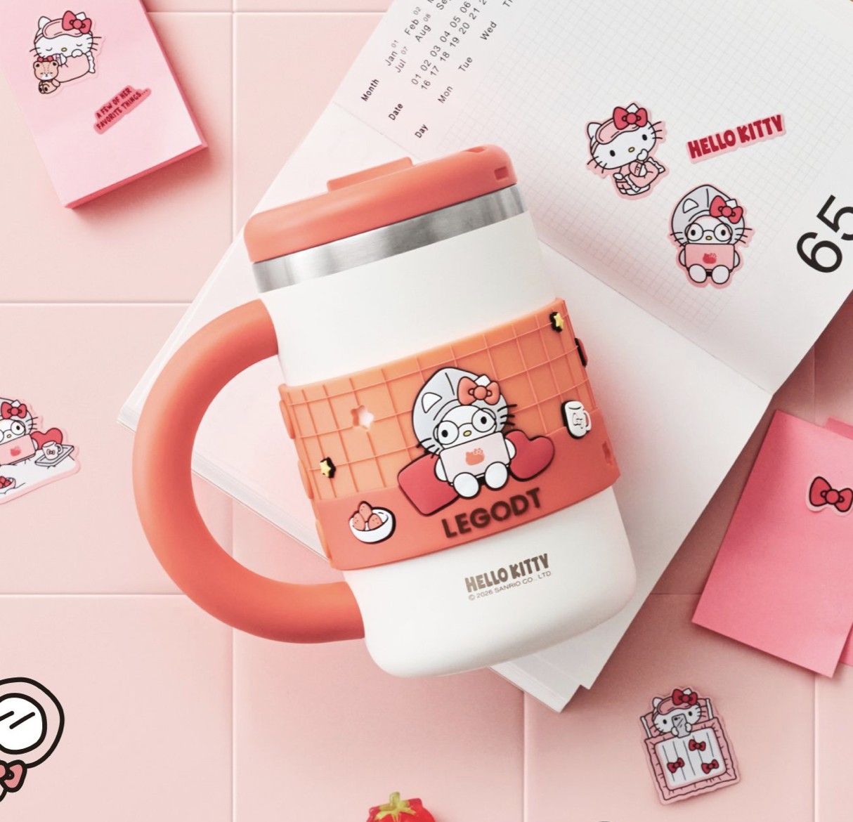 韓國 LEGODT X Hello Kitty 手提 不銹鋼 保冷 保溫杯 700ml｜Loop Tumbler Handy