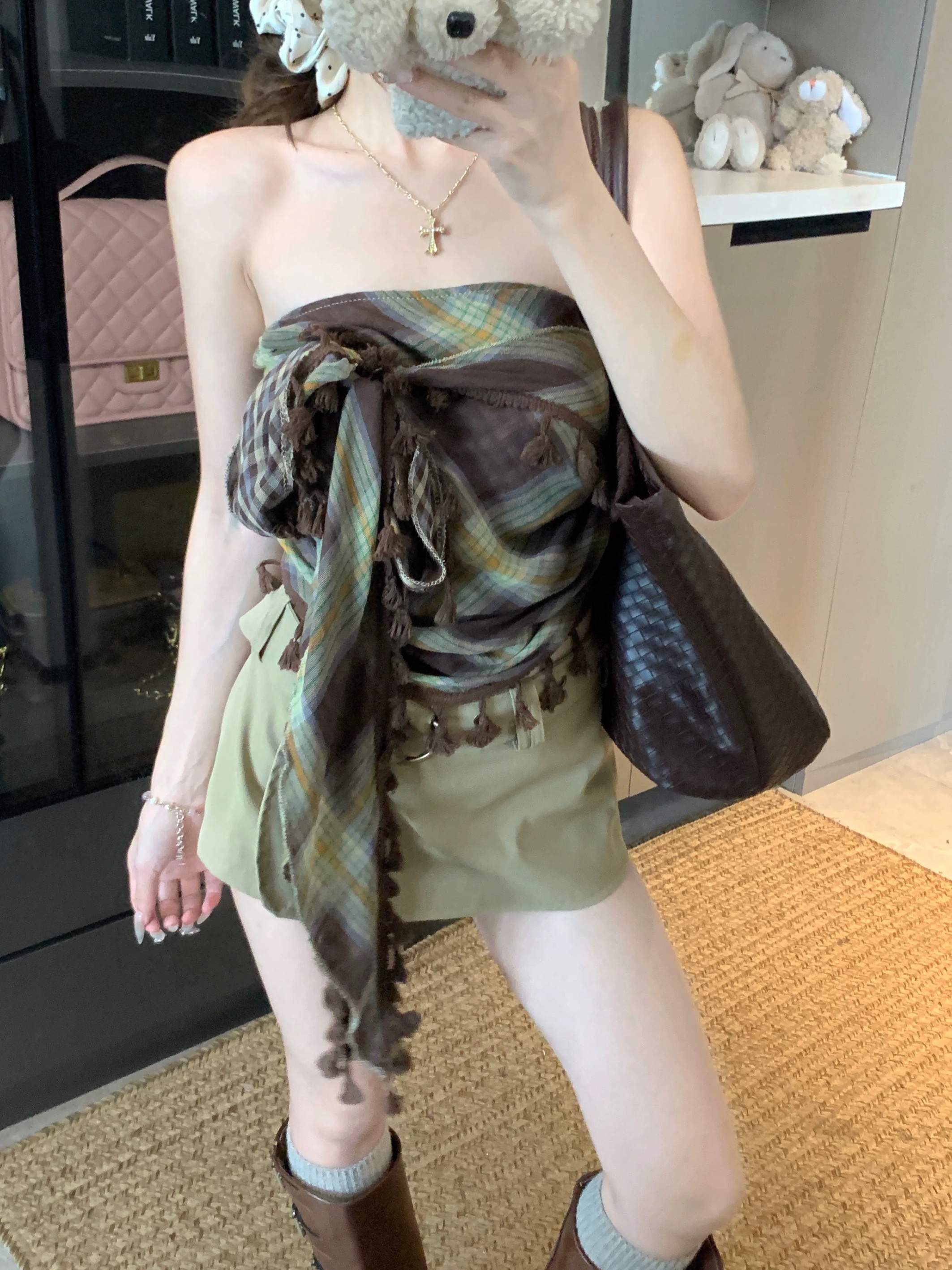 TP416小众风绑带抹胸