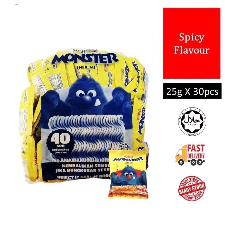 30pcs x 25g Mamee Monster Snek Mi [BBQ / Ayam / Pedas]
