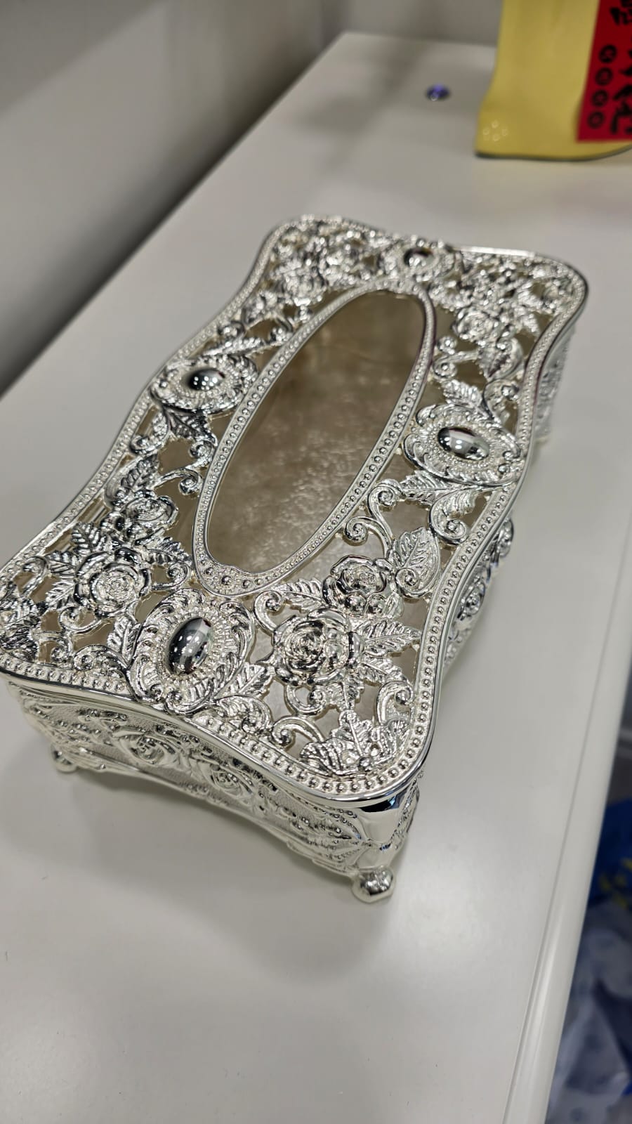 鍍銀玫瑰花紋紙巾盒 K2923 