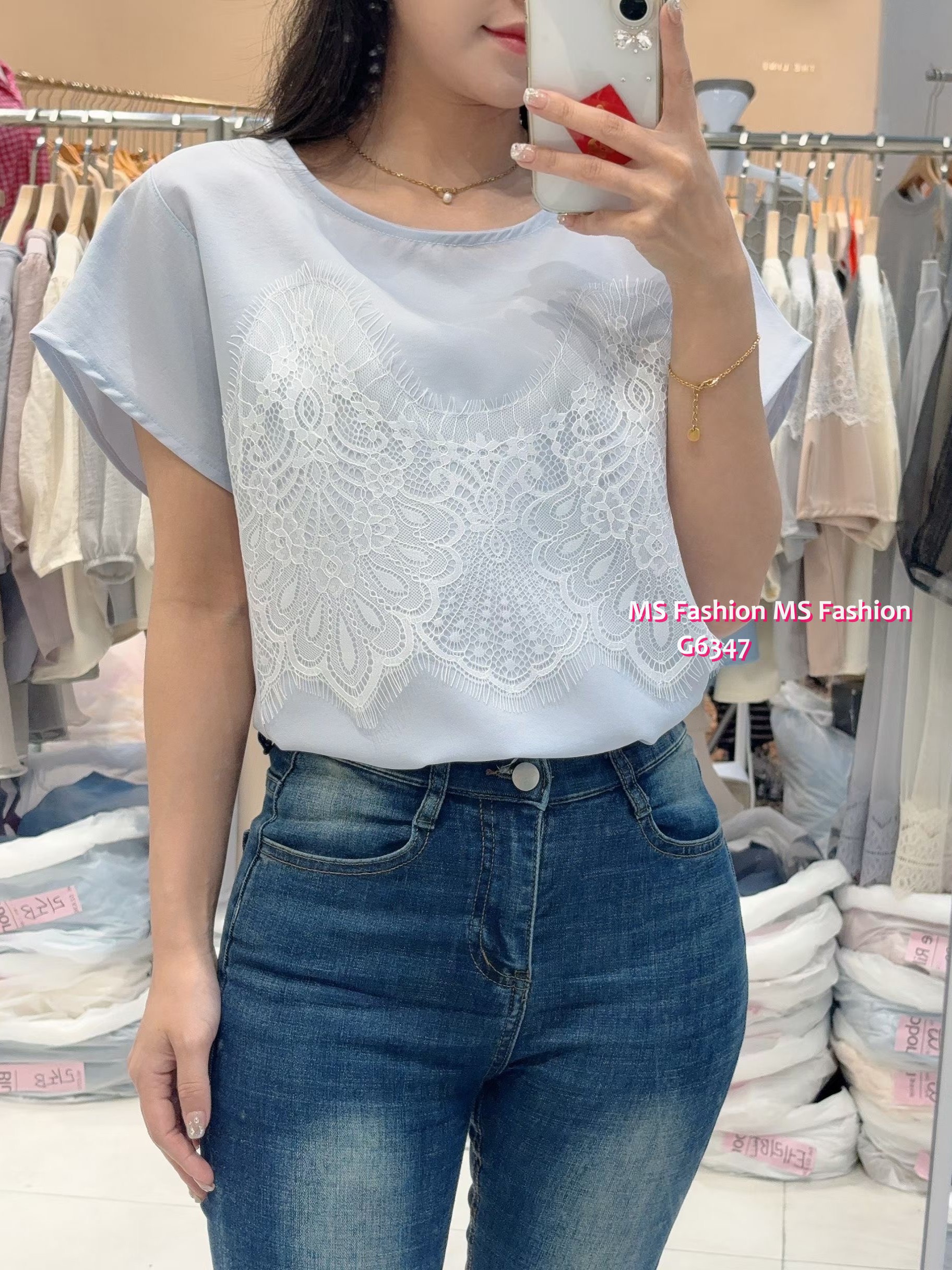 G6347 靚靚拼lace top