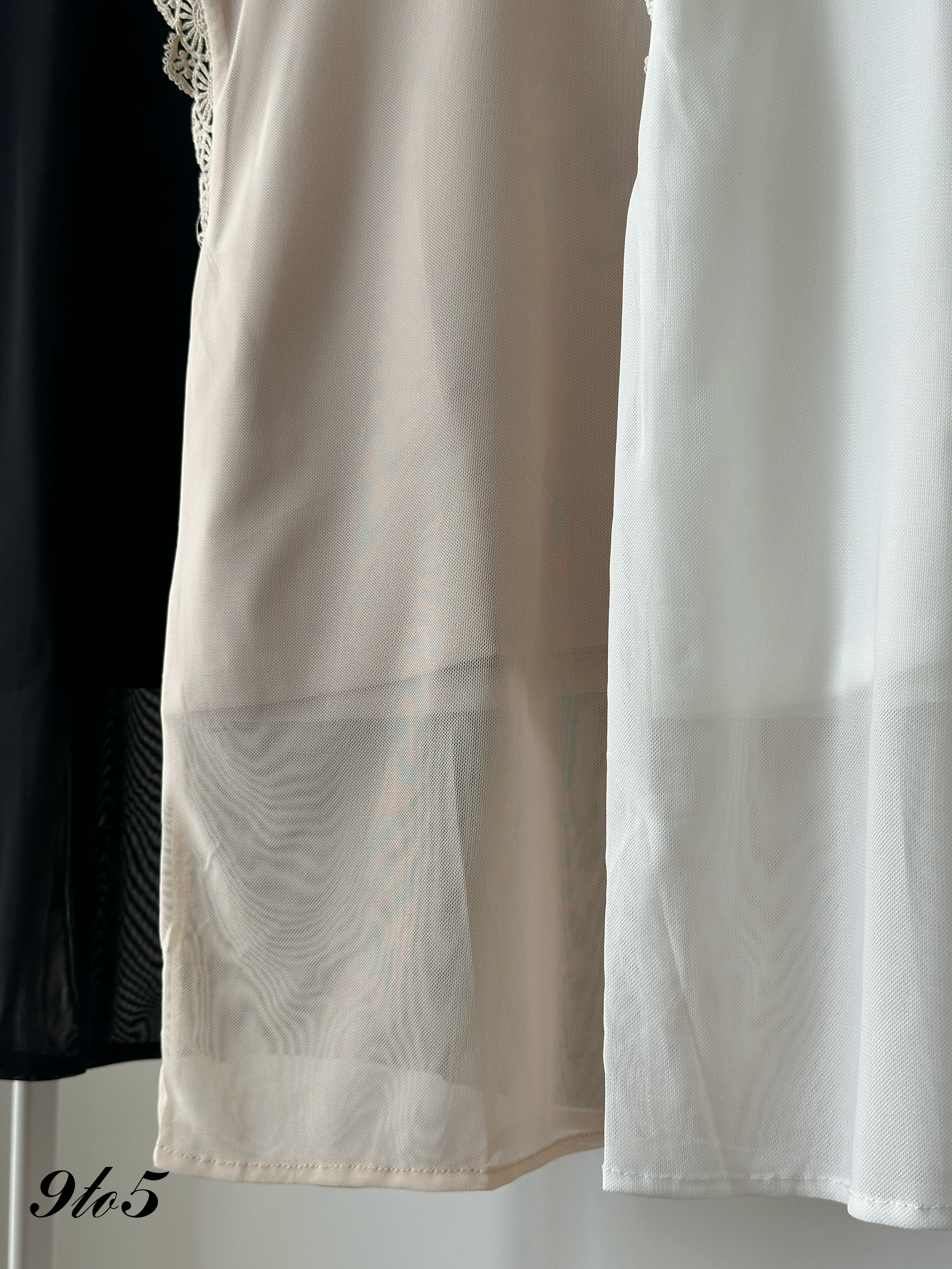 T4260 Lace Sleeve Chiffon Shirt - 3 Colors 