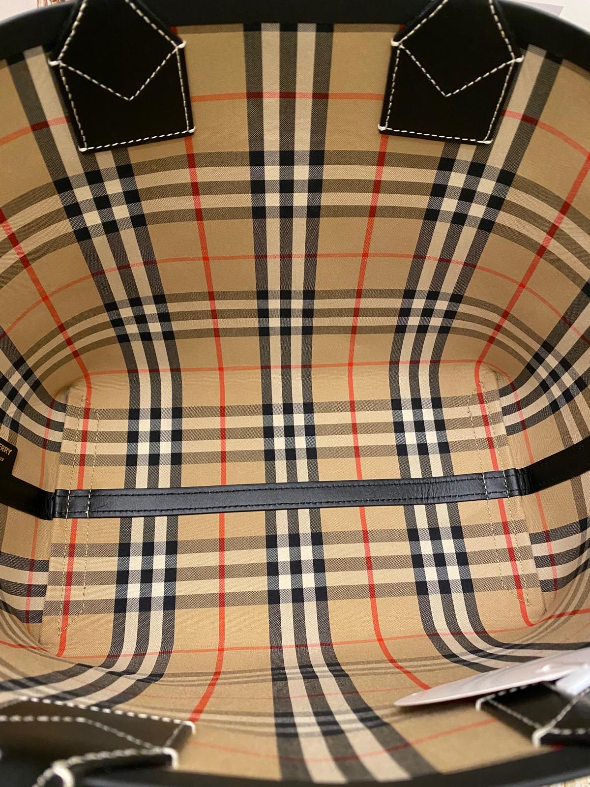 Burberry Label Print Cotton London Tote Bag (Reversible)