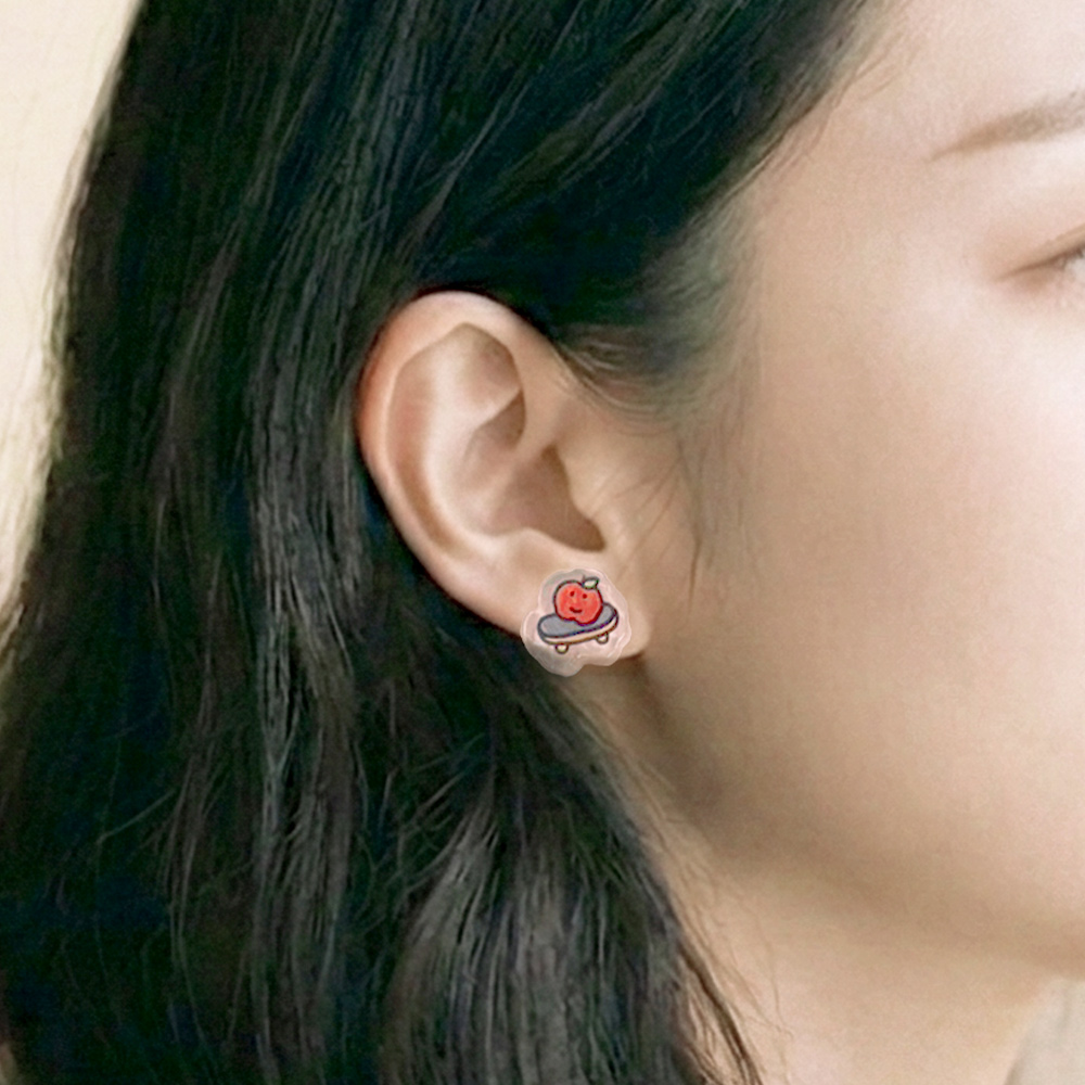 【台灣7-11 預購】JOGUMAN 壓克力耳環（BRACHIO&APPLE）B款