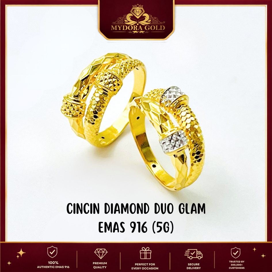 MYDORA Cincin Diamond Duo Glam (5G) l EMAS 916/22K