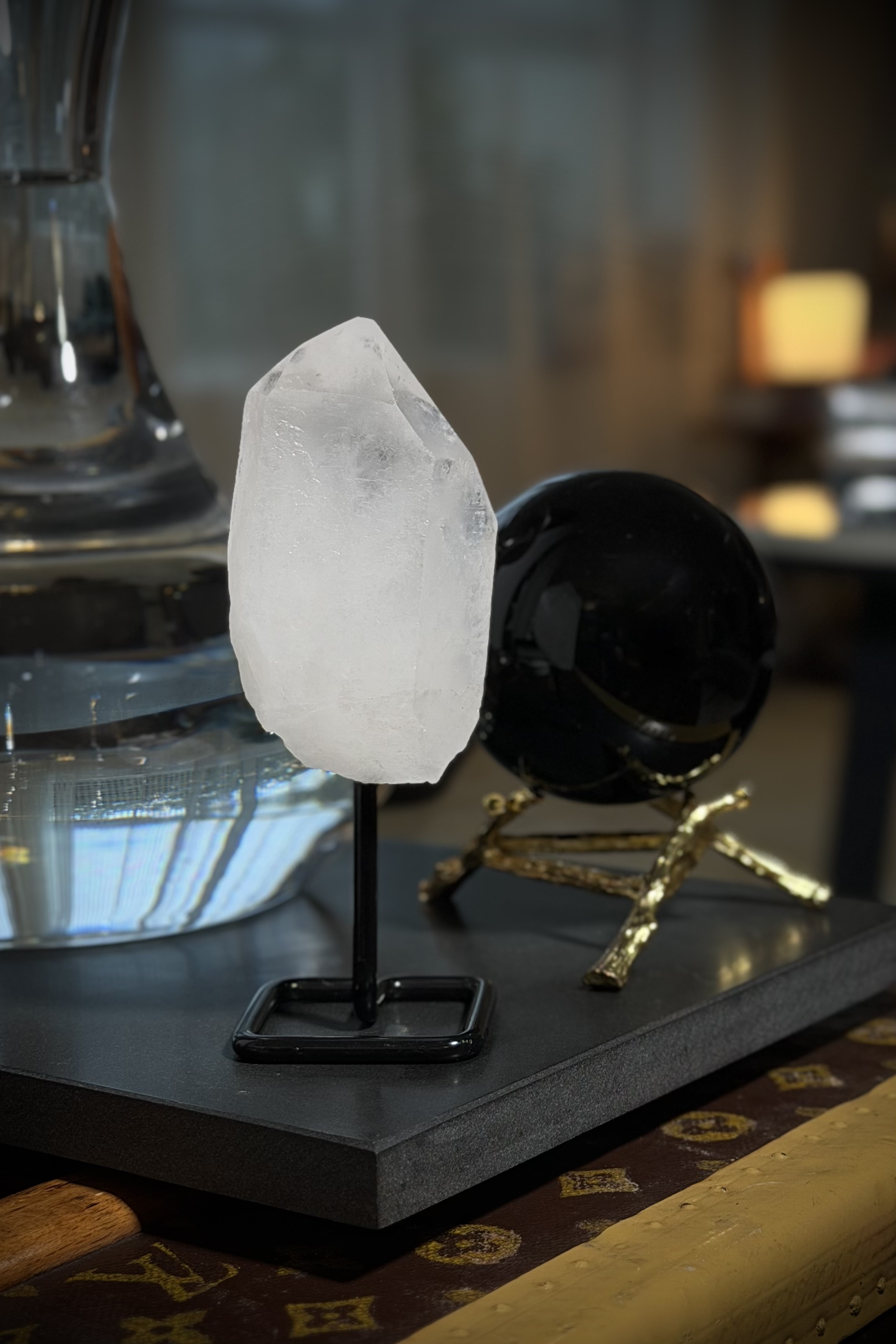  ༒14.2cm白水晶塔尖 連托架擺設༒ CQ.7093H89G2st-RA30*A51