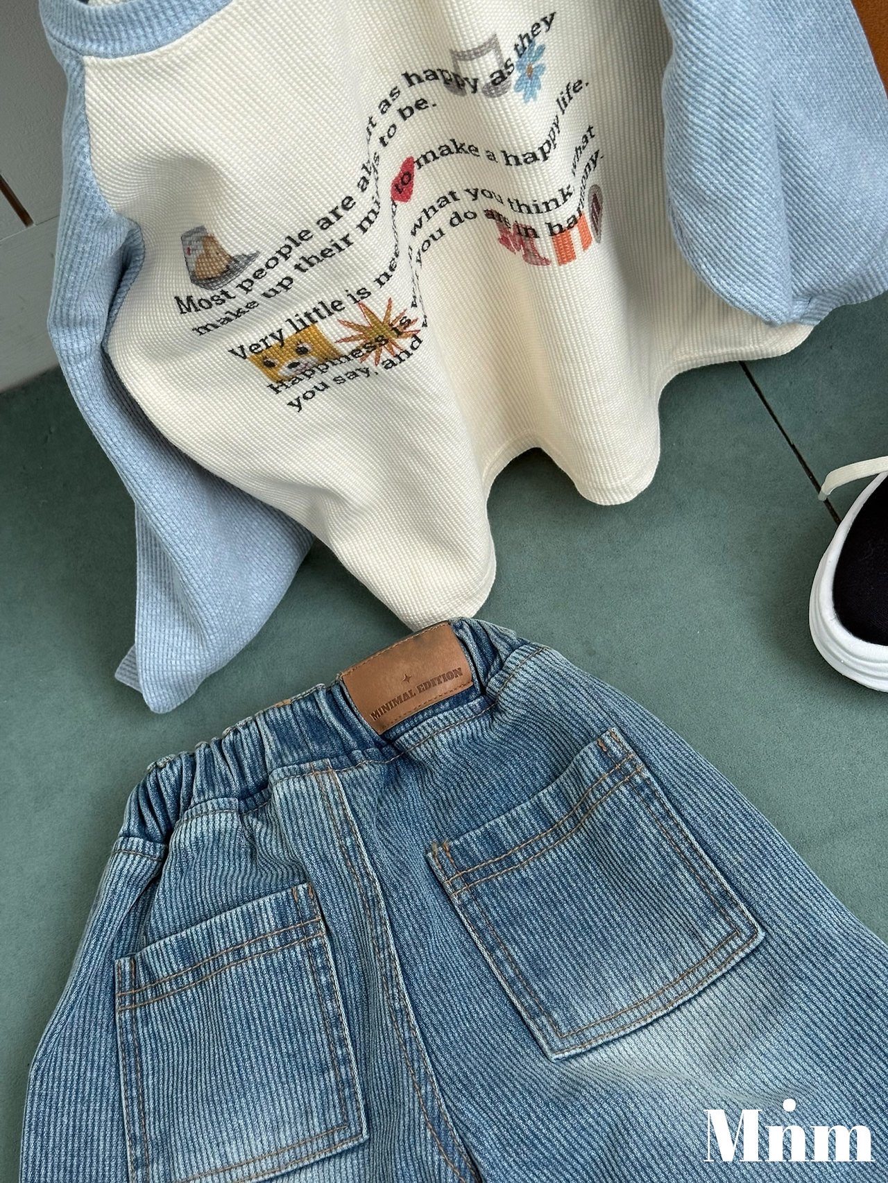 Mnm | Ribbed sand denim