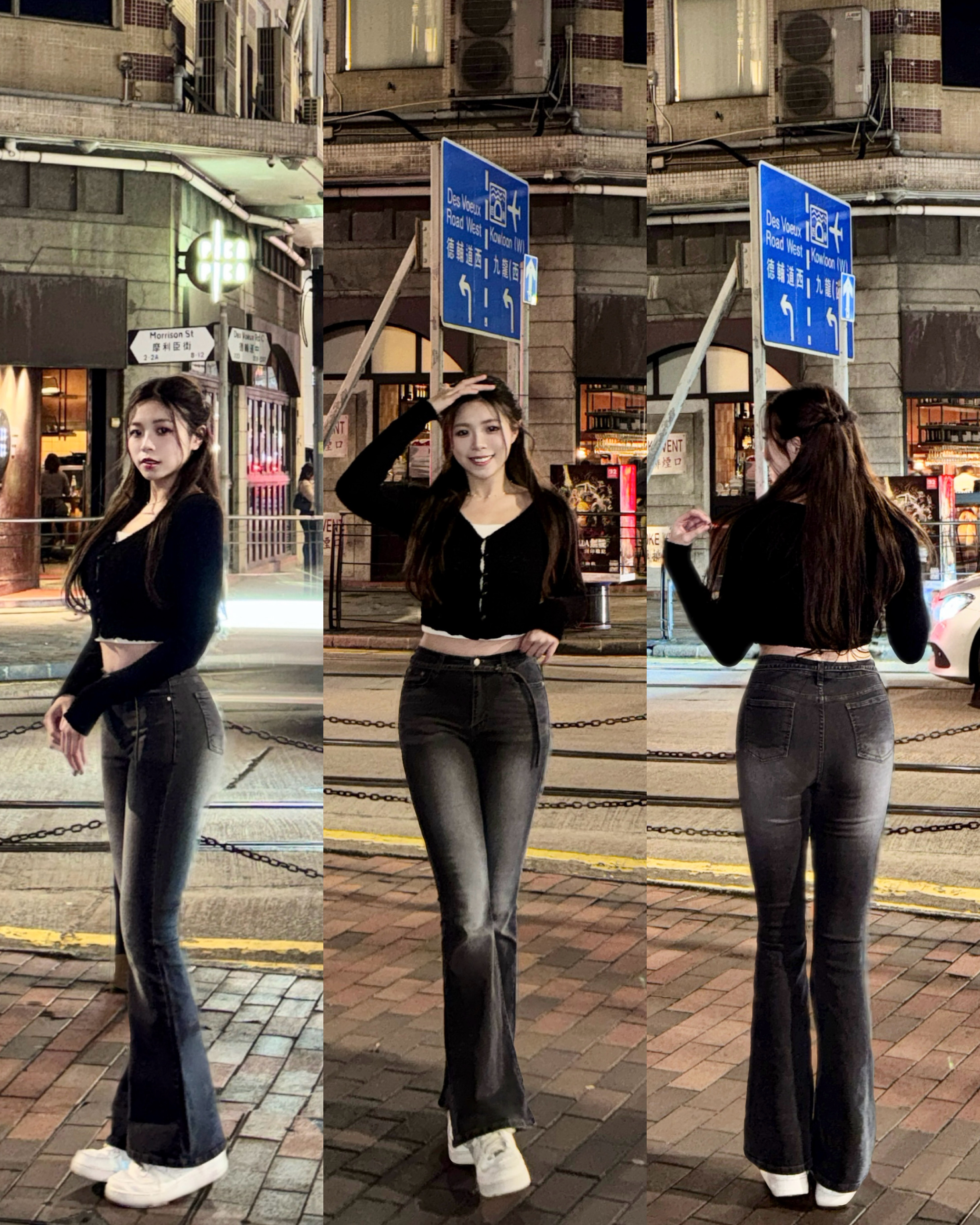 【 新品追加💿 | -5kg顯瘦度🩶超加分洗水雲染～連BELT點綴！高腰提臀喇叭褲୨⚑゛】 Ash Black High-waisted Boots Cut Pants