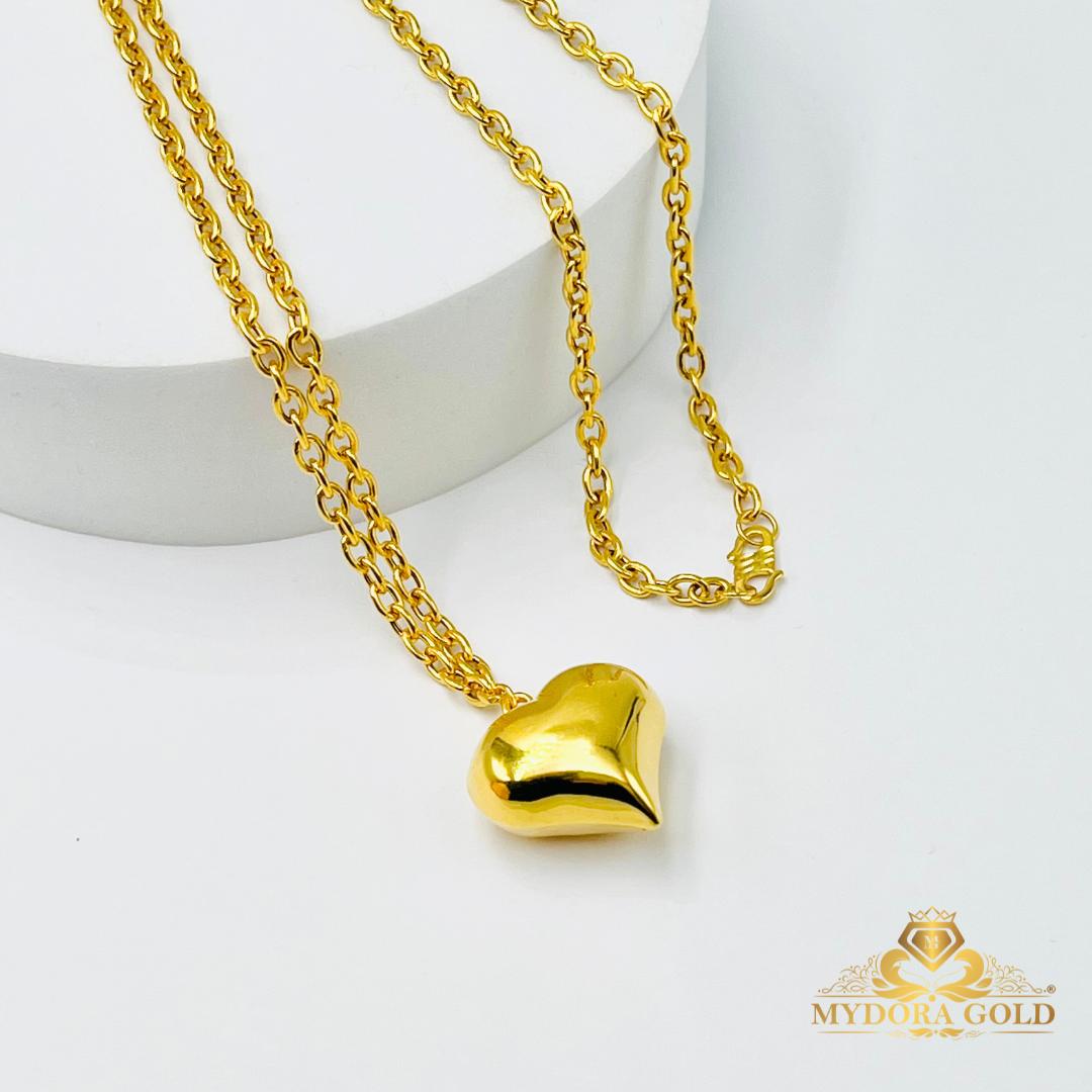MYDORA Rantai Leher Sauh Gantung Love Gemuk | Fesyen Necklaces EMAS 916/22K