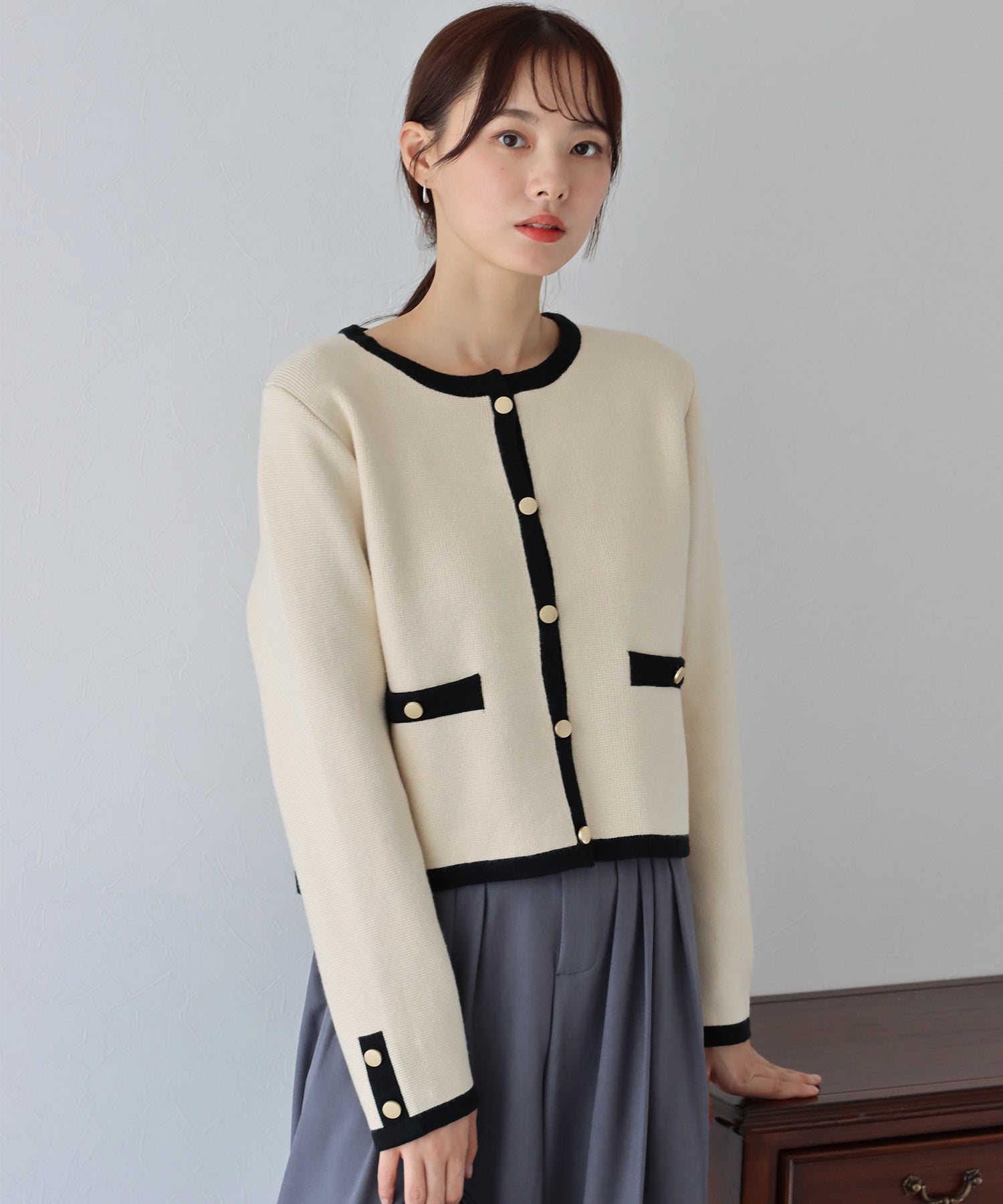 <JP> 輕奢風Gold Button Knit Jacket * 9色入 <預購>