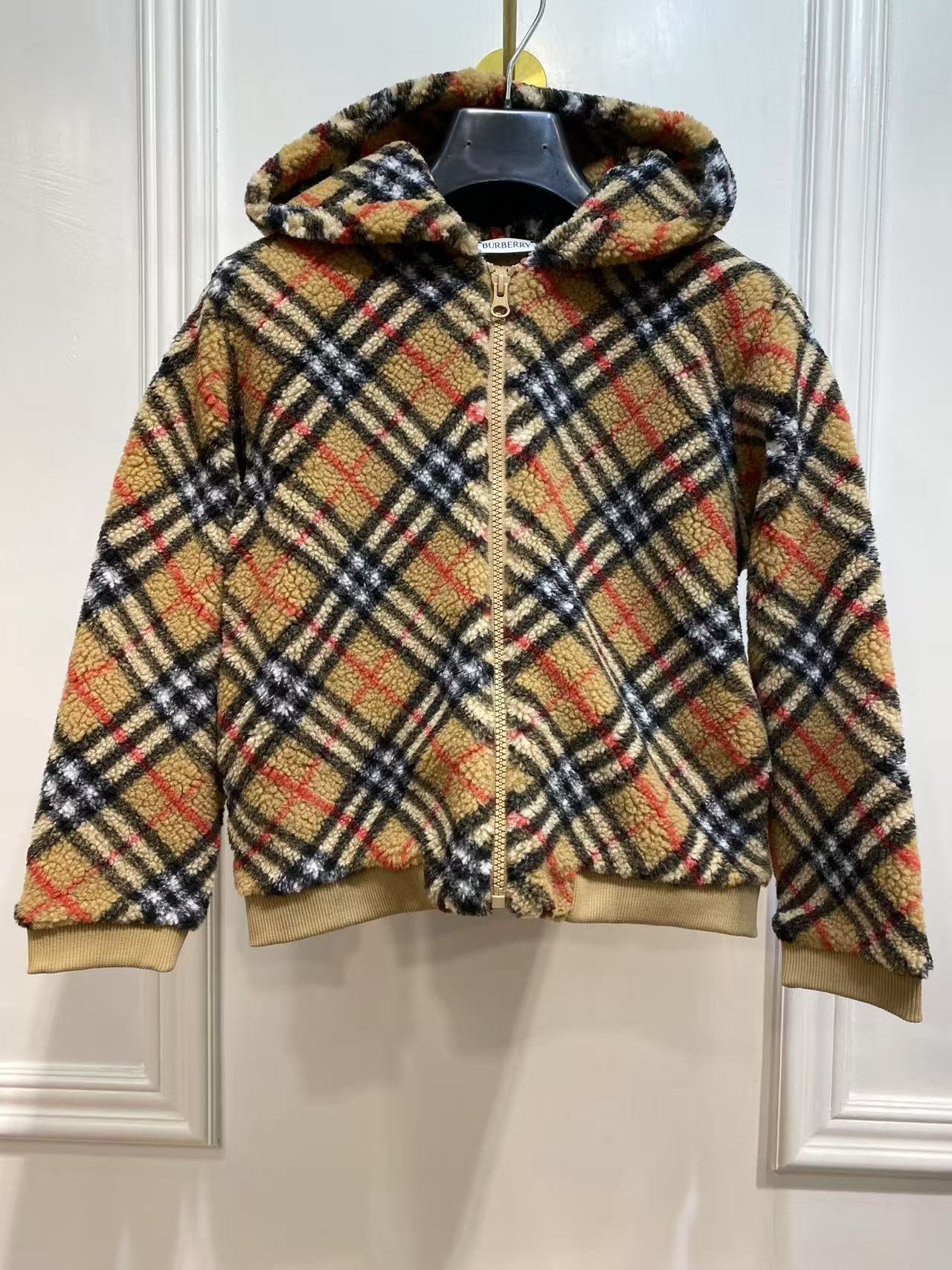 Burberry 經典格紋連帽拉鍊外套 8Y 10Y