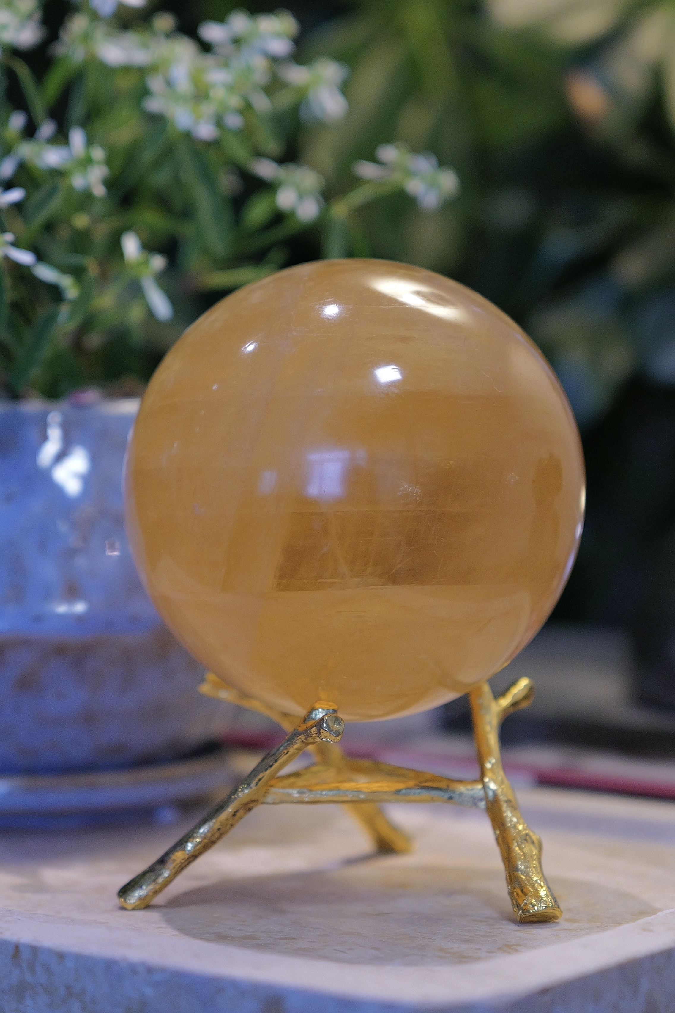 ༒ 9.2cm 1.1Kg+ 黃方解石球༒ CA.a086C28G1J6A-RA*68N