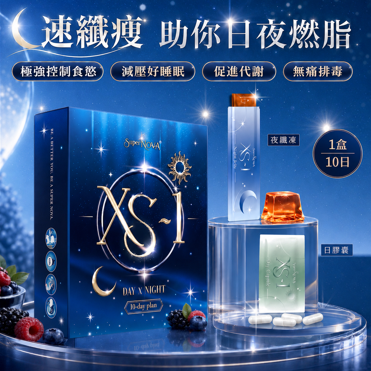 XS-1 速纖瘦 日膠囊X夜纖凍 （各10包）
