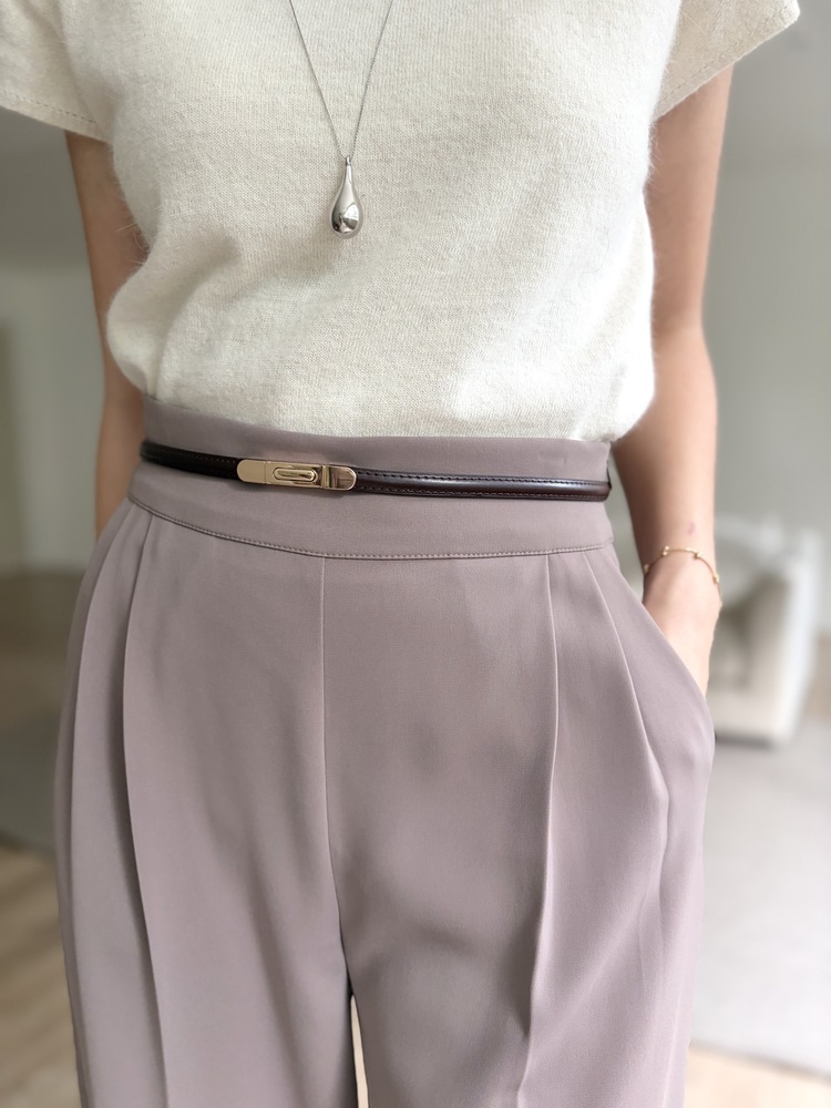 Charlyne Seamless-Front Slacks (Khaki Beige)