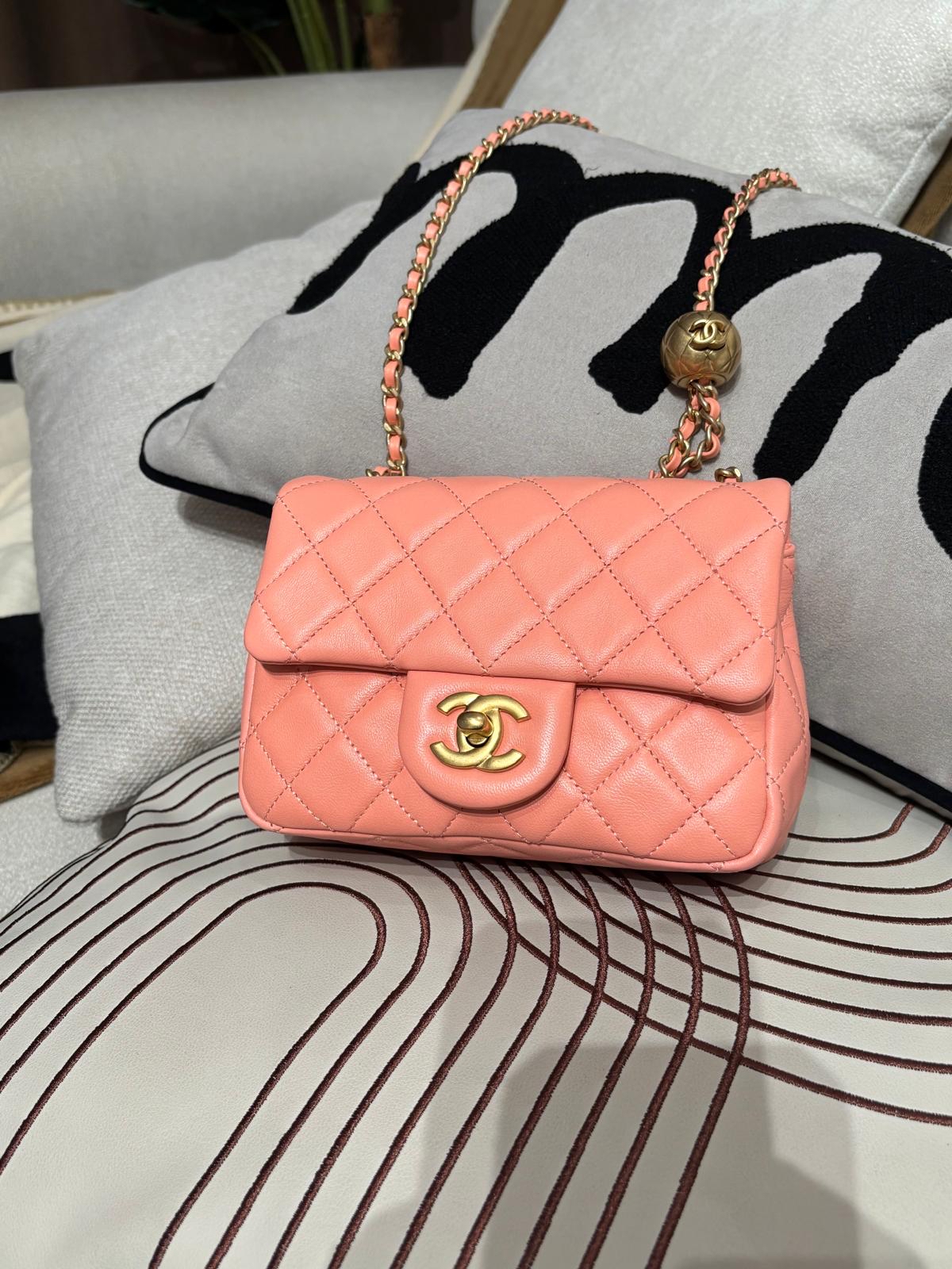Chanel Mini Flap Bag With Pearl Crush ,金球方胖, 100%Authentic, 99%New ✅收據副本✅Dust bag✅晶片