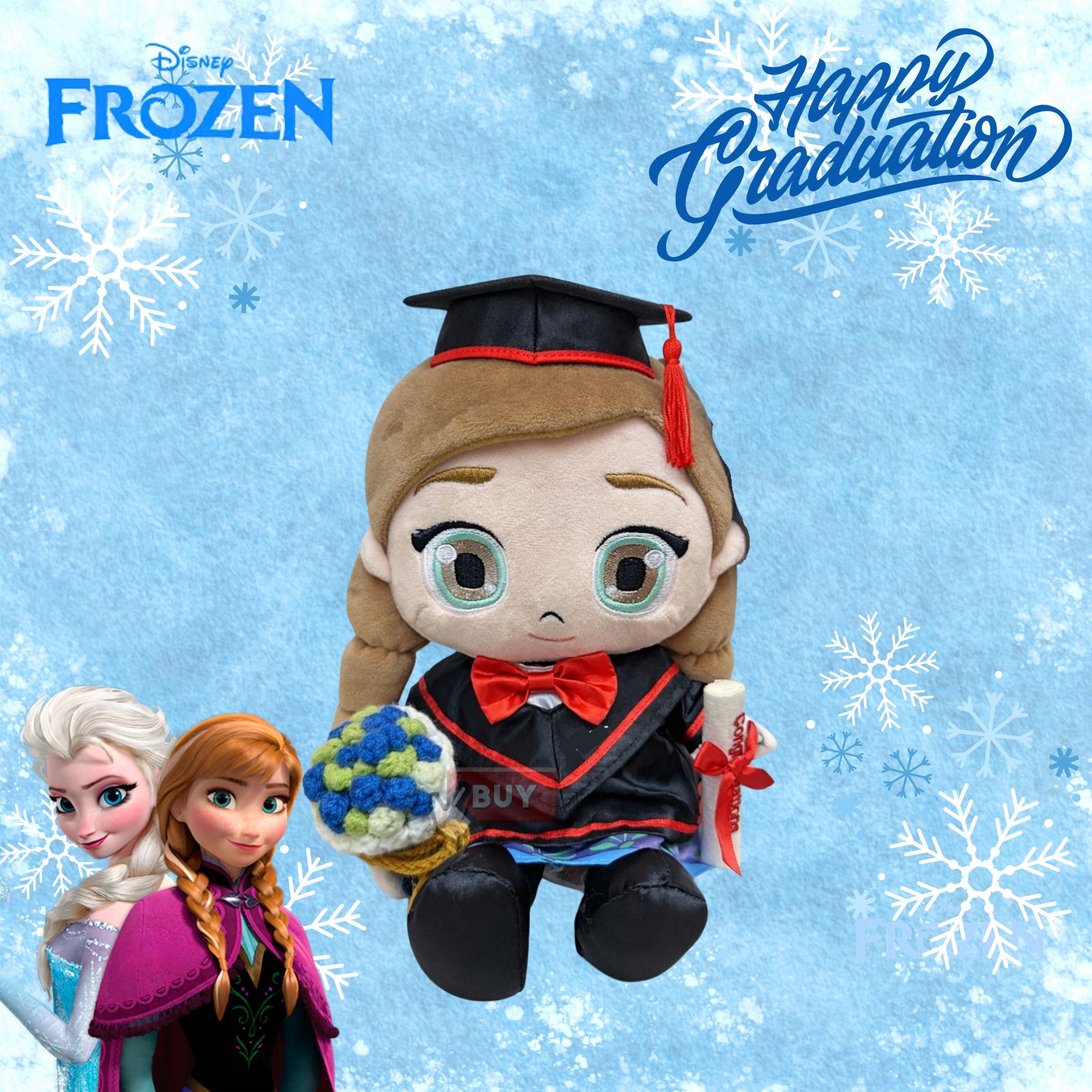【Frozen Anna 畢業公仔】冰雪主題 Anna 畢業公仔｜可加名字刺繡｜幼稚園畢業禮物｜vbuy