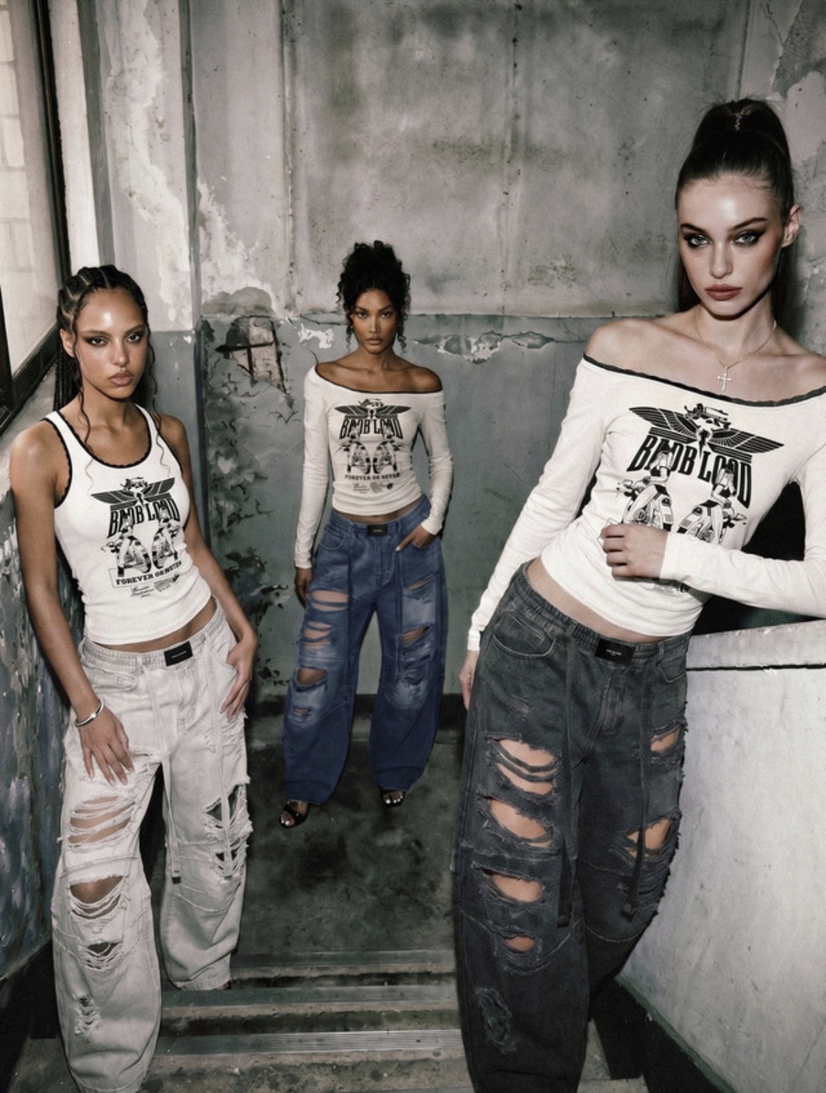 BADBLOOD新款[w-tnk26-044] Aero Squad Print Lace Tank - White