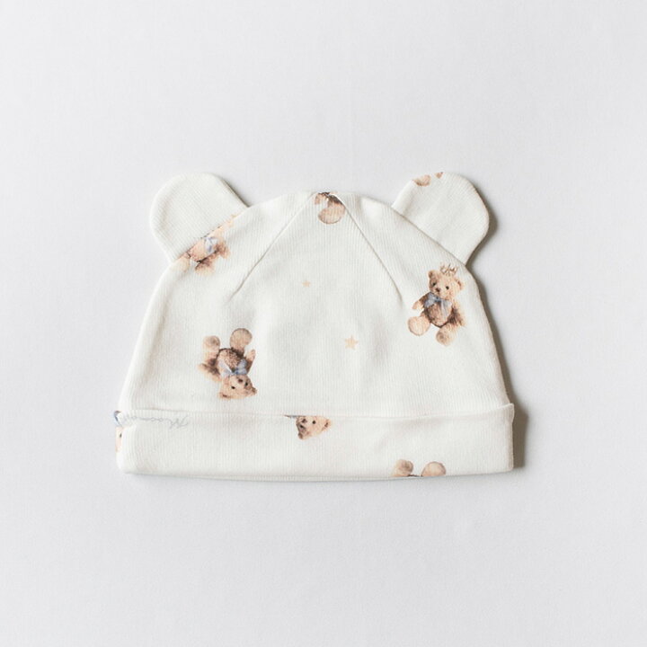 部分現貨🇯🇵預訂 日本直送🇯🇵Mocmof 兩色標籤小熊印花熊耳嬰兒帽