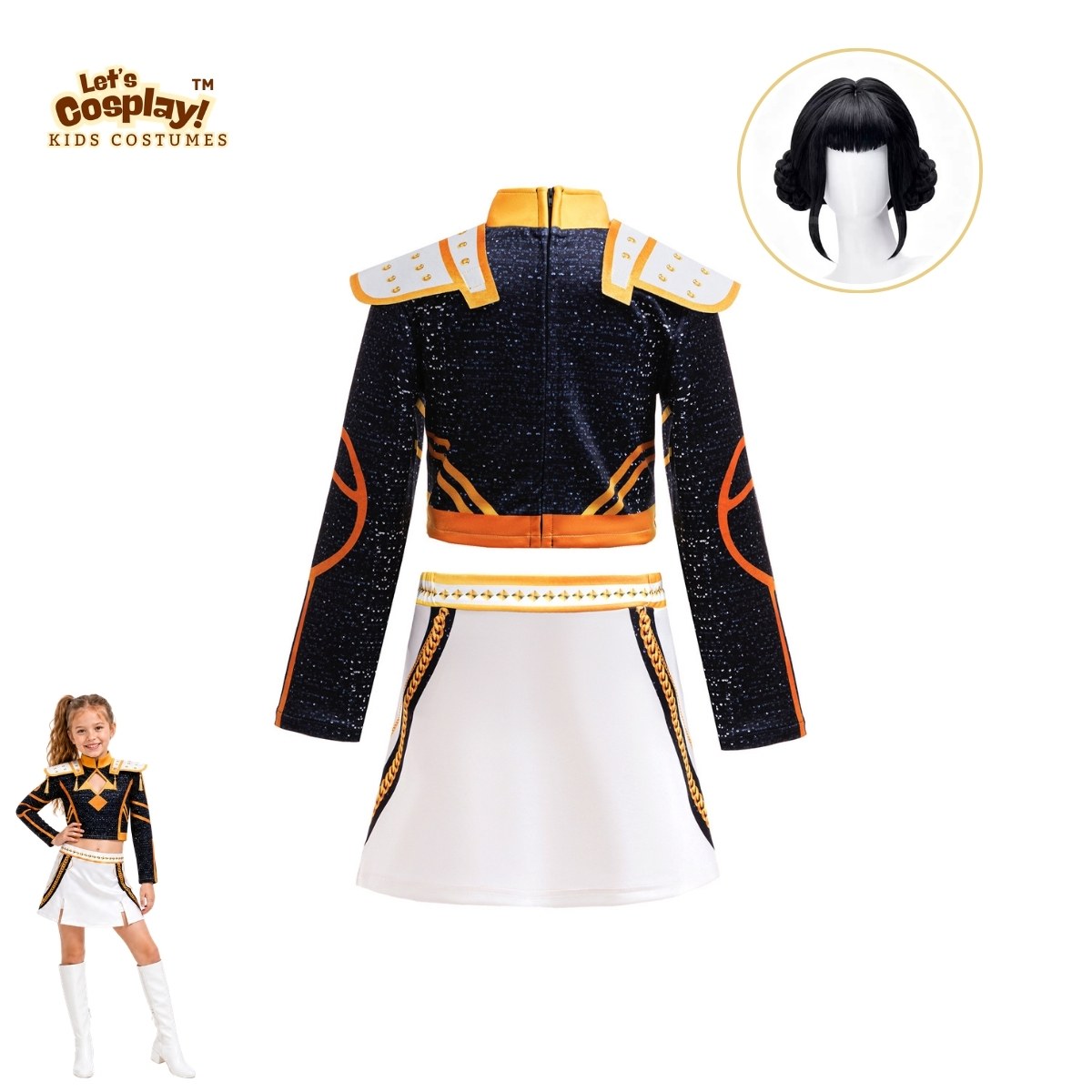 Demon hunters costume kid Zoey 黑金 Cosplay服裝 女童Kpop舞台表演角色造型套裝 Lets Cosplay cos1153