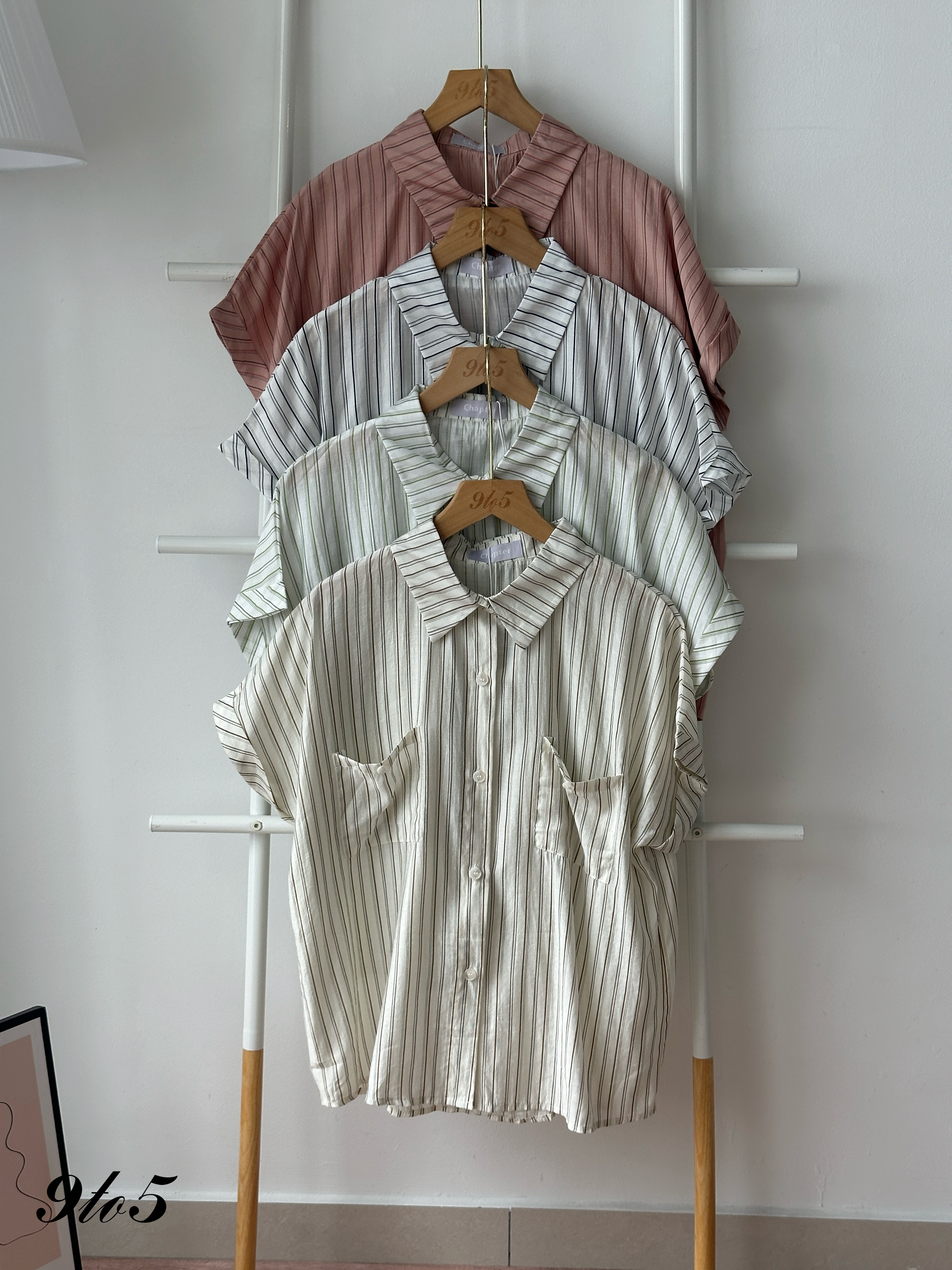 T4331 Cape Sleeve Stripe Shirt - 4 Colors 