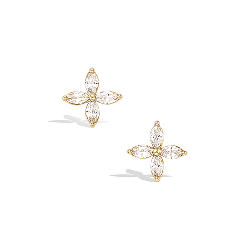 Cassia Floral Earring Plaqué or