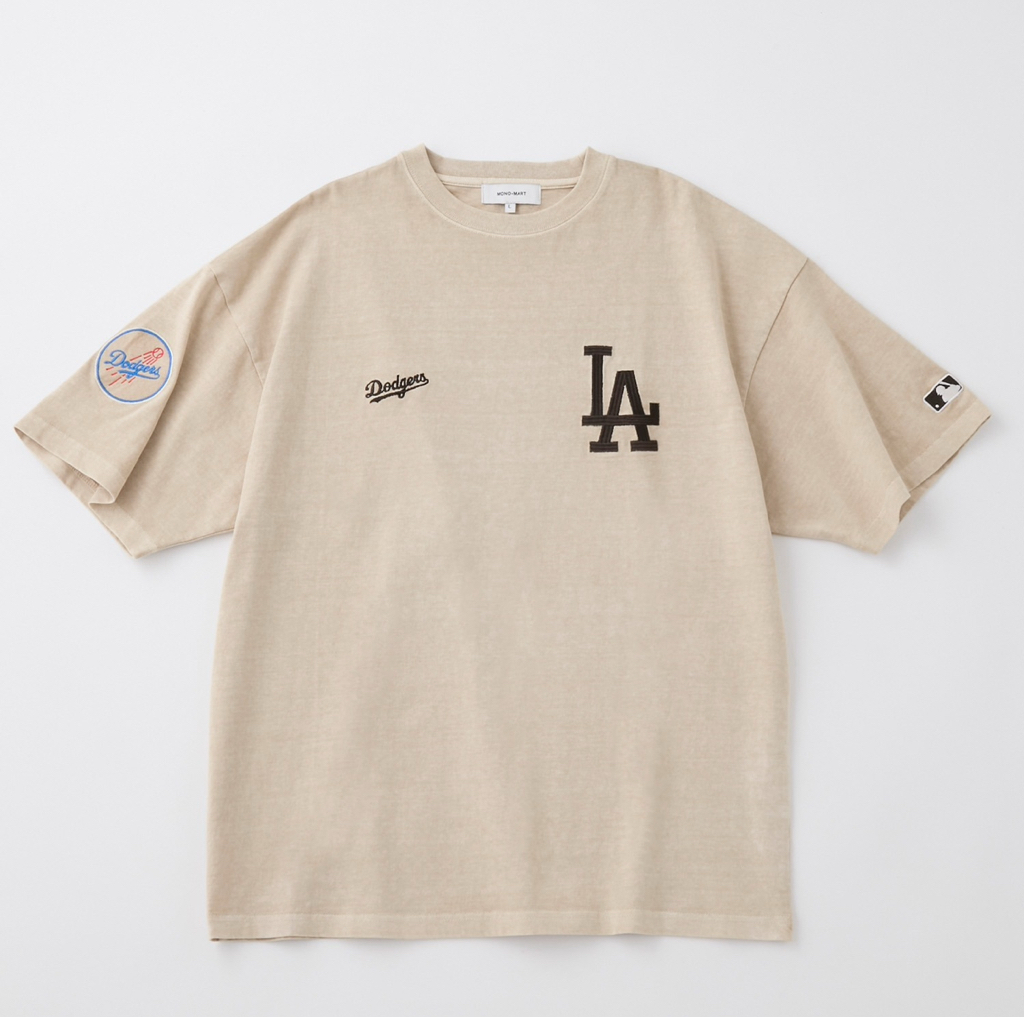 日本直送MLB刺繡T恤  MLB/美國職棒大聯盟 定製 徽章刺繡 復古加工短袖T恤男女可穿