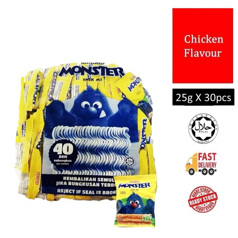 30pcs x 25g Mamee Monster Snek Mi [BBQ / Ayam / Pedas]