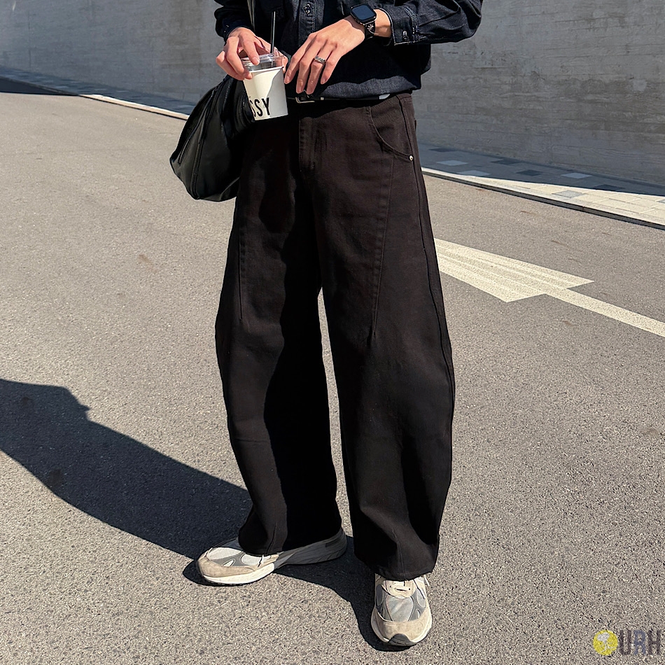 【100%保證韓國直送】韓系質感 3D 立體弧形剪裁 100% 純棉長褲 👖 [2 color] RF118542