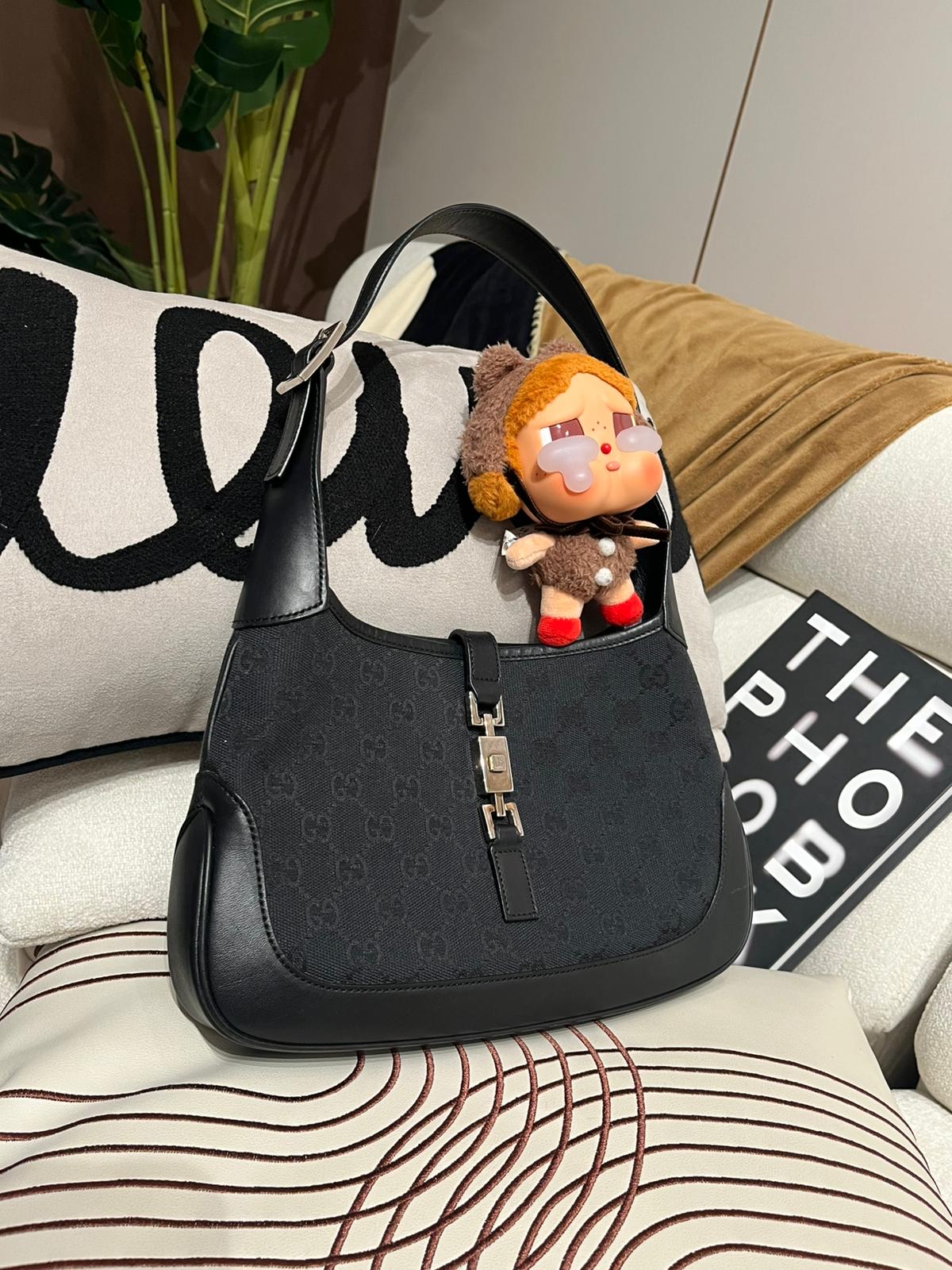 Gucci Jackie Shoulder Bag hobo noir 100%Authentic,95%new✅dust bag 