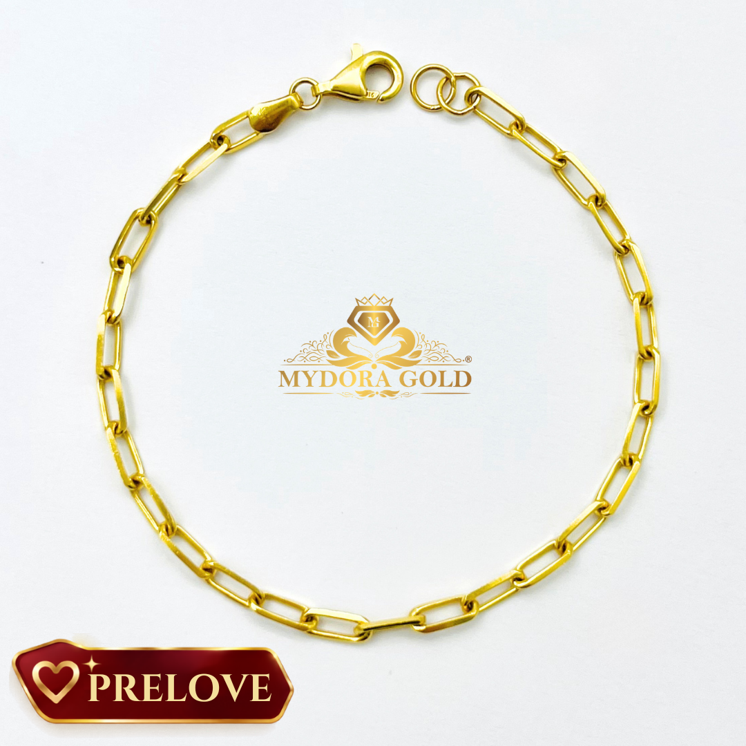 PRE-LOVE: Rantai Tangan Mini Paperclip Plain l EMAS 916/22K