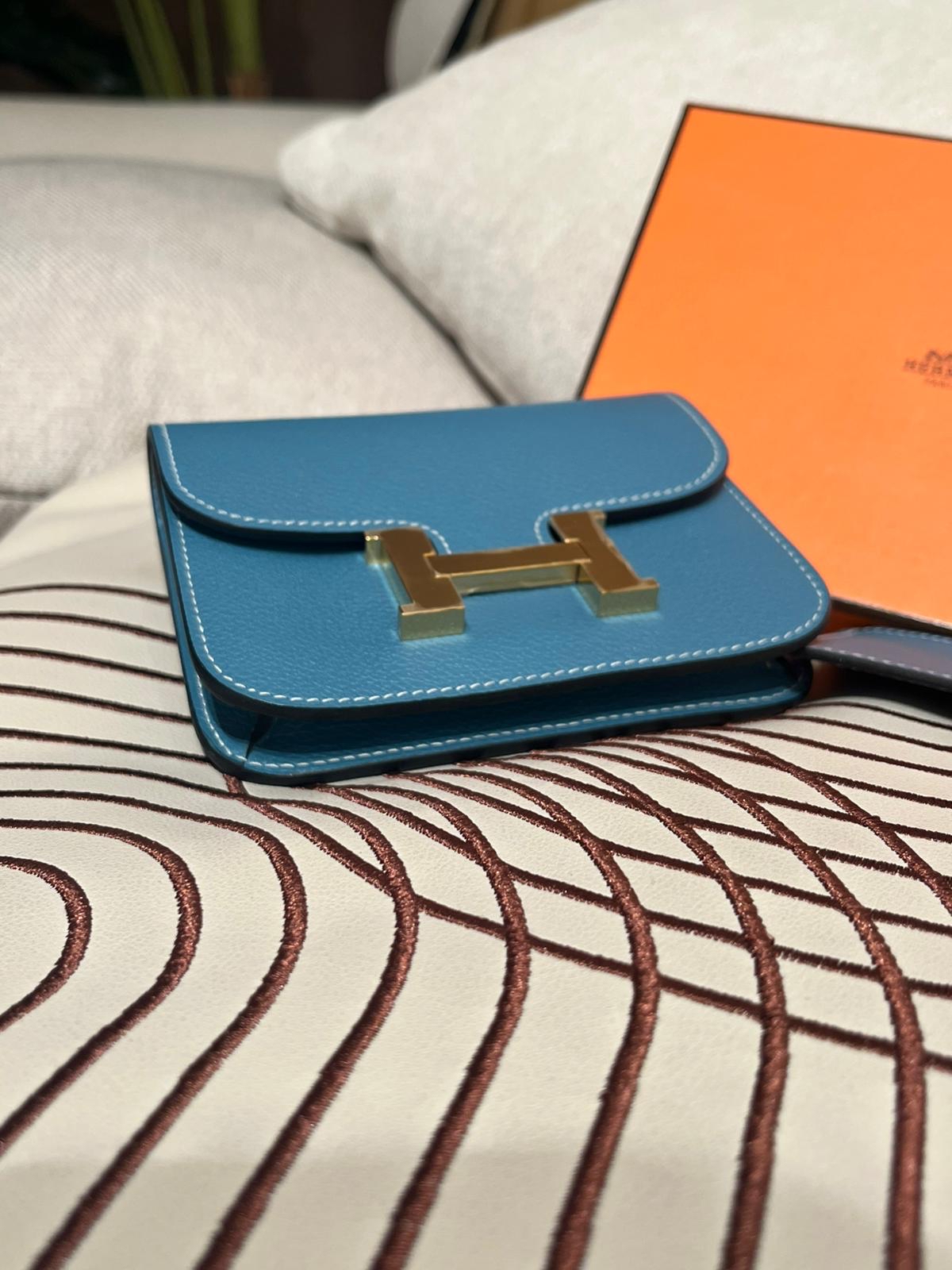 全新 Hermes constance slim wallet D2 Blue Jeans Evercolor Calfskin Wallet , 100%Authentic, 全新未使用品unused ✅box 